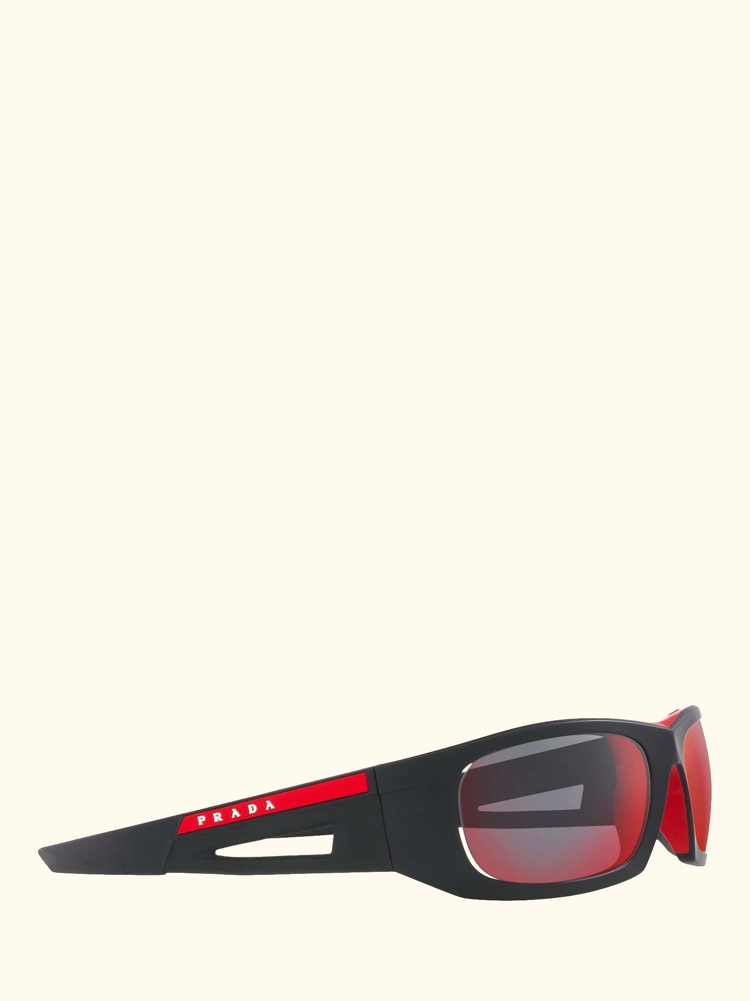 Linea Rossa PS02YS Men's Rectangular Sunglasses, Black/Mirror Red
