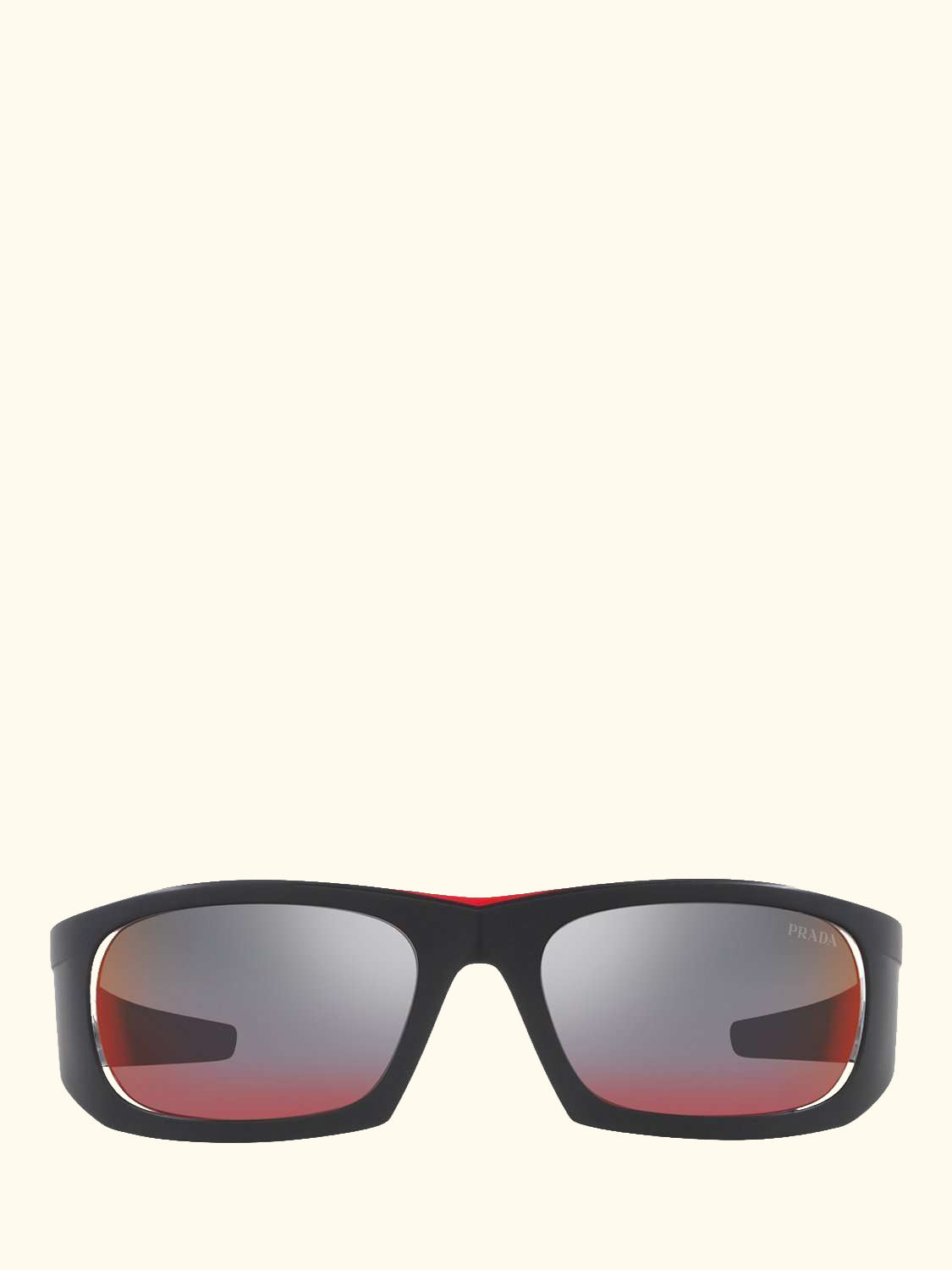 Linea Rossa PS02YS Men's Rectangular Sunglasses, Black/Mirror Red