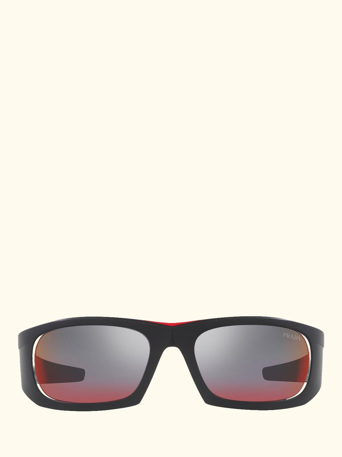 Linea Rossa PS02YS Men's Rectangular Sunglasses, Black/Mirror Red