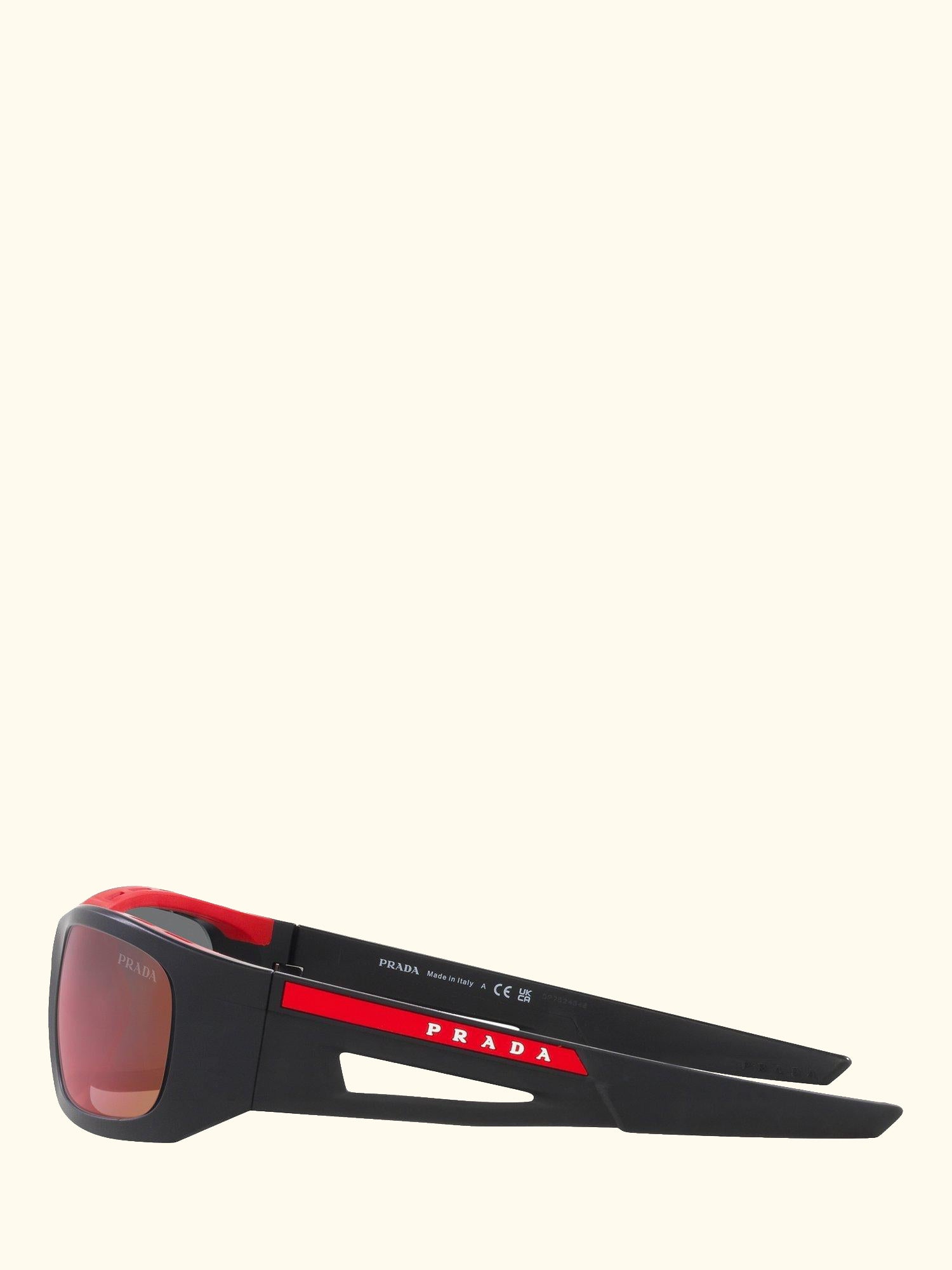 Linea Rossa PS02YS Men's Rectangular Sunglasses, Black/Mirror Red