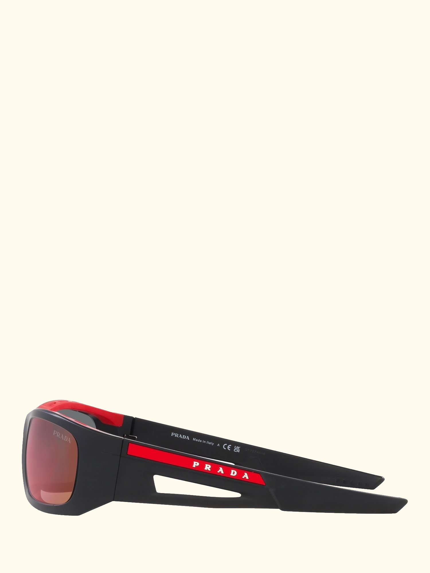 Linea Rossa PS02YS Men's Rectangular Sunglasses, Black/Mirror Red