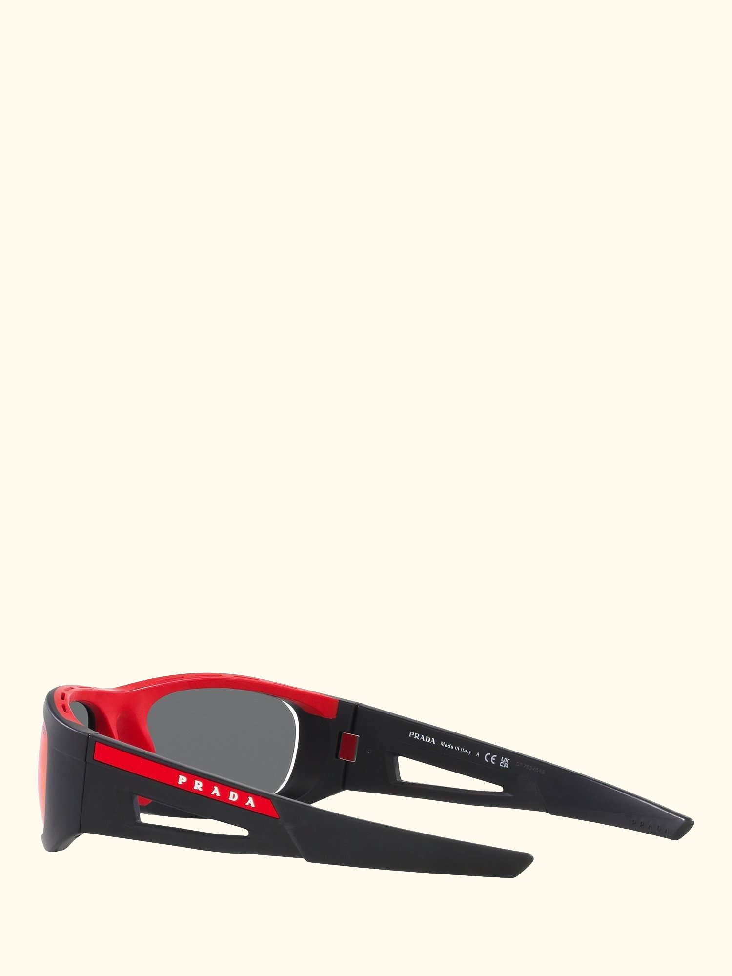 Linea Rossa PS02YS Men's Rectangular Sunglasses, Black/Mirror Red