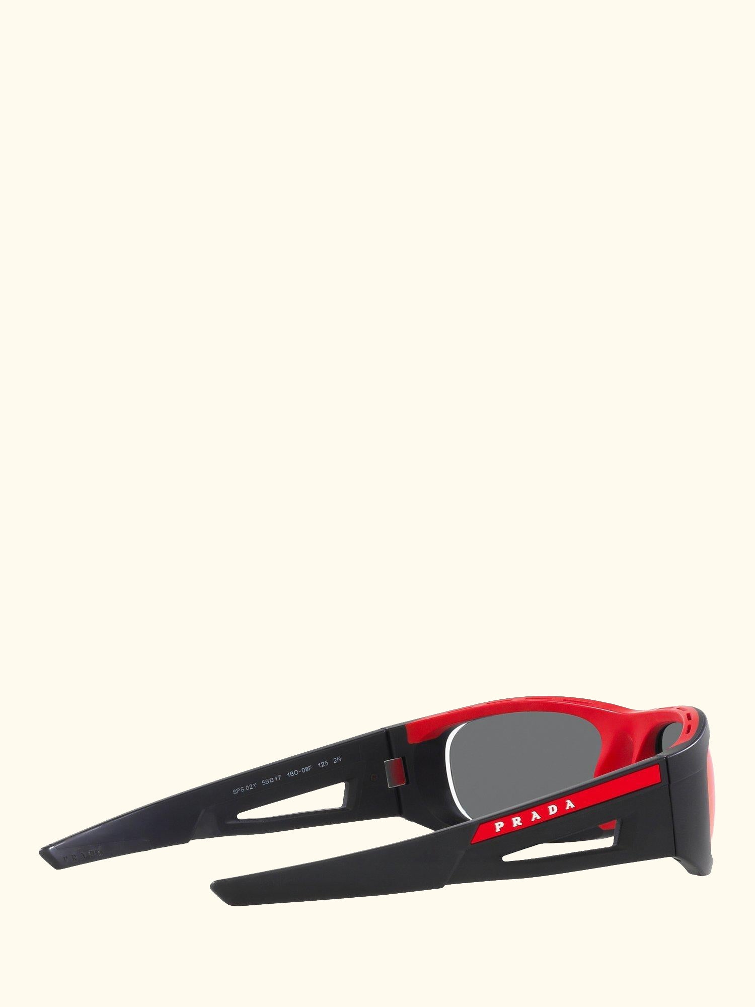 Linea Rossa PS02YS Men's Rectangular Sunglasses, Black/Mirror Red