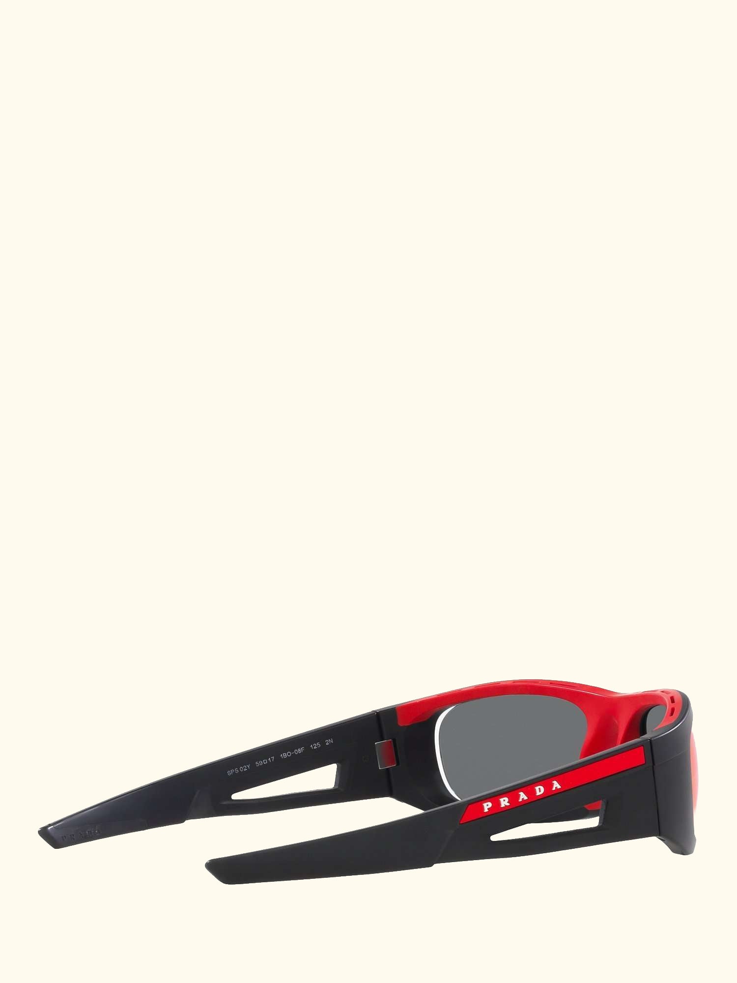 Linea Rossa PS02YS Men's Rectangular Sunglasses, Black/Mirror Red