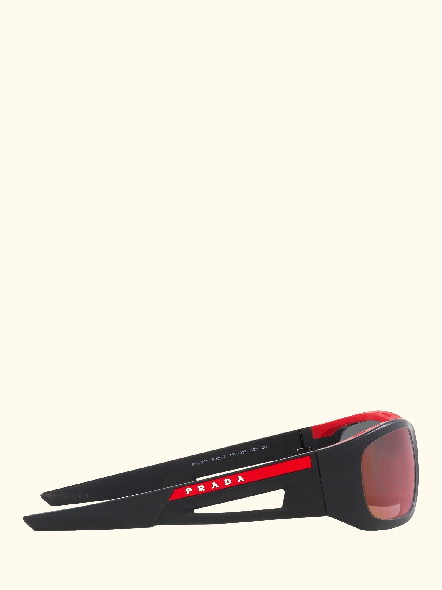 Linea Rossa PS02YS Men's Rectangular Sunglasses, Black/Mirror Red