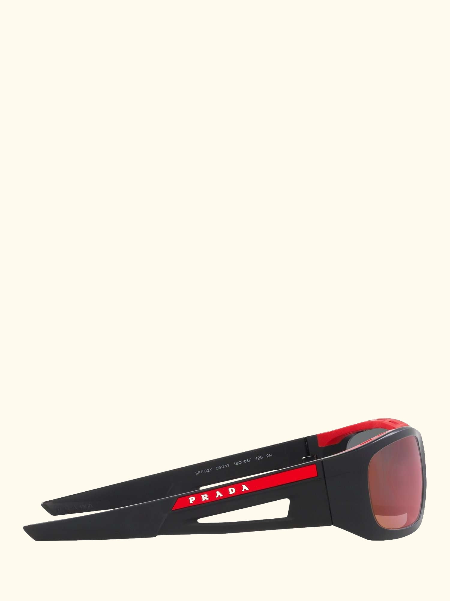 Linea Rossa PS02YS Men's Rectangular Sunglasses, Black/Mirror Red