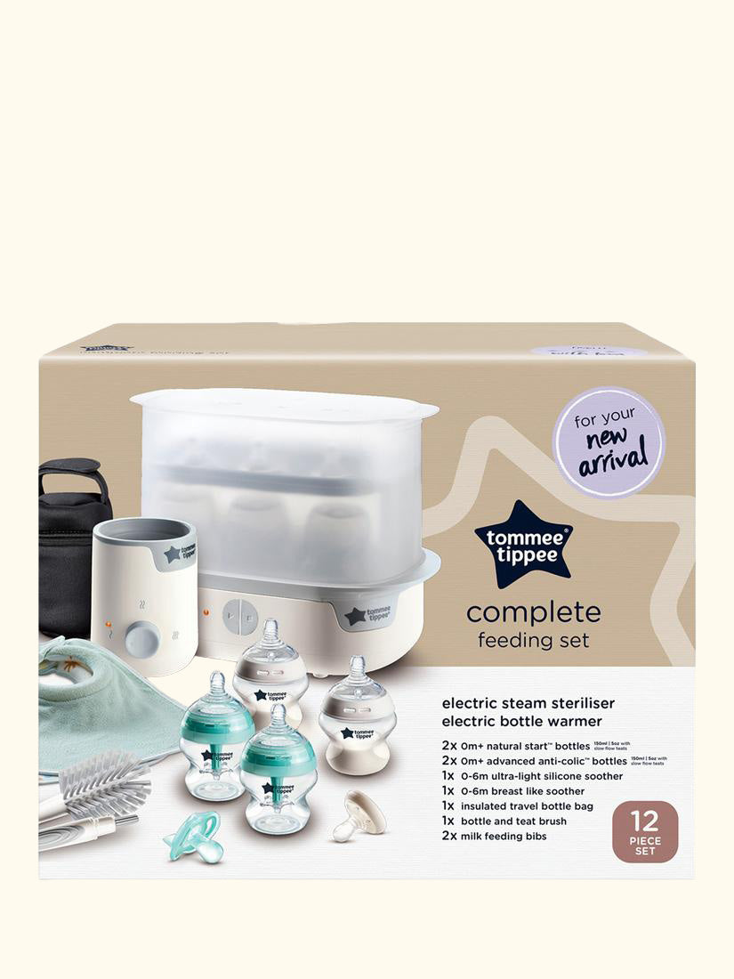 Natural Start Electric Steam Steriliser with Insulated Bottle Bag, Newborn Baby Bottles and Easiwarm Bottle Warmer Complete Feeding Set
