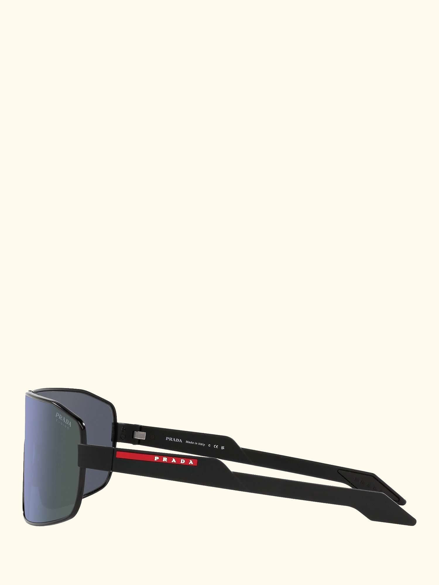 PS 54YS Men's Irregular Sunglasses, Black Rubber/Mirror Purple