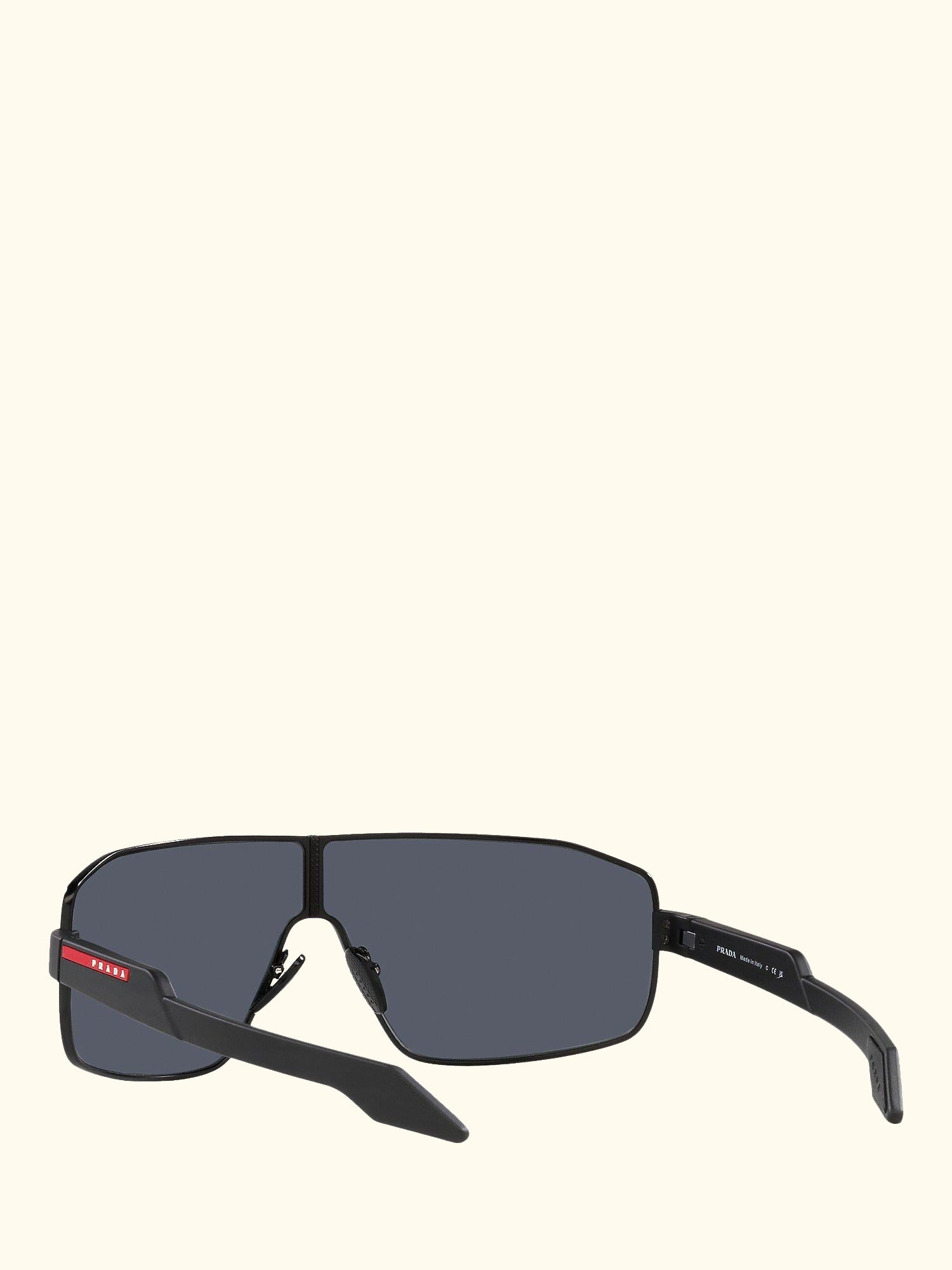 PS 54YS Men's Irregular Sunglasses, Black Rubber/Mirror Purple
