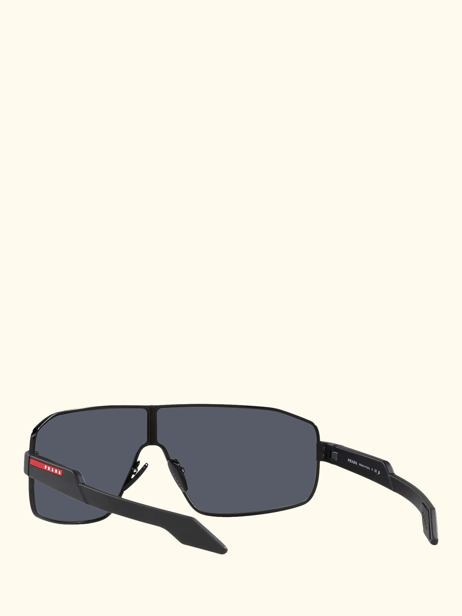 PS 54YS Men's Irregular Sunglasses, Black Rubber/Mirror Purple