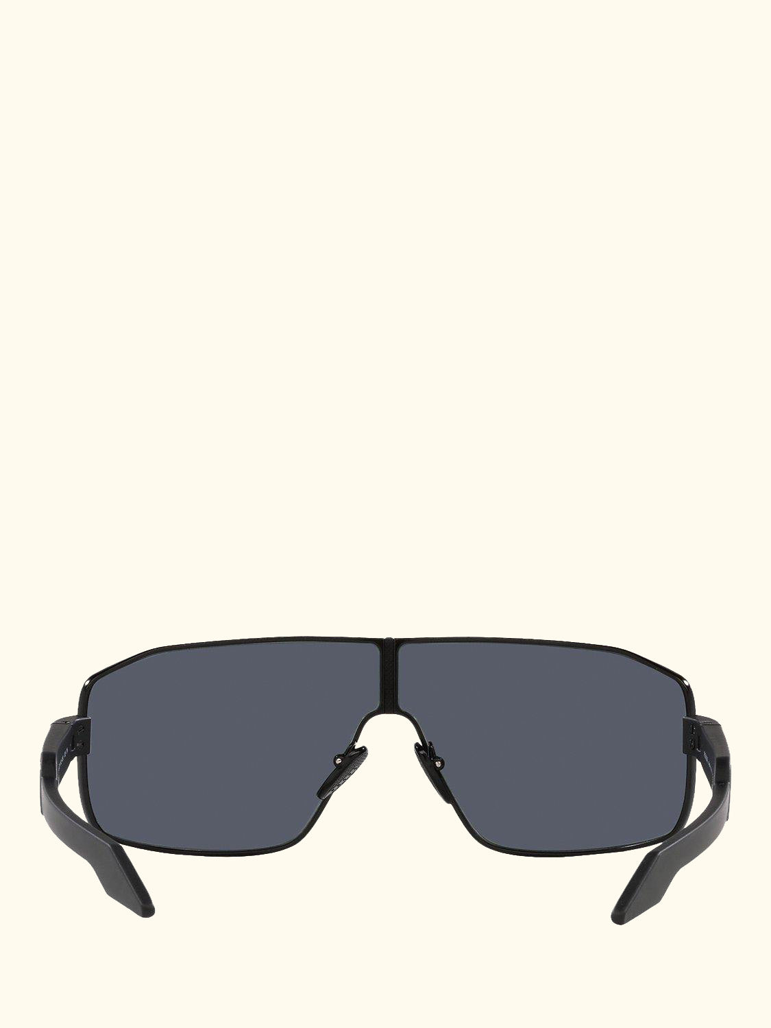 PS 54YS Men's Irregular Sunglasses, Black Rubber/Mirror Purple