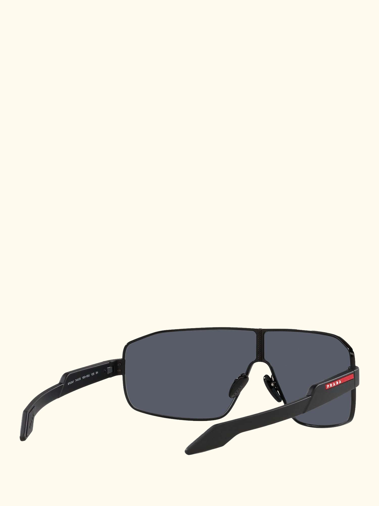 PS 54YS Men's Irregular Sunglasses, Black Rubber/Mirror Purple