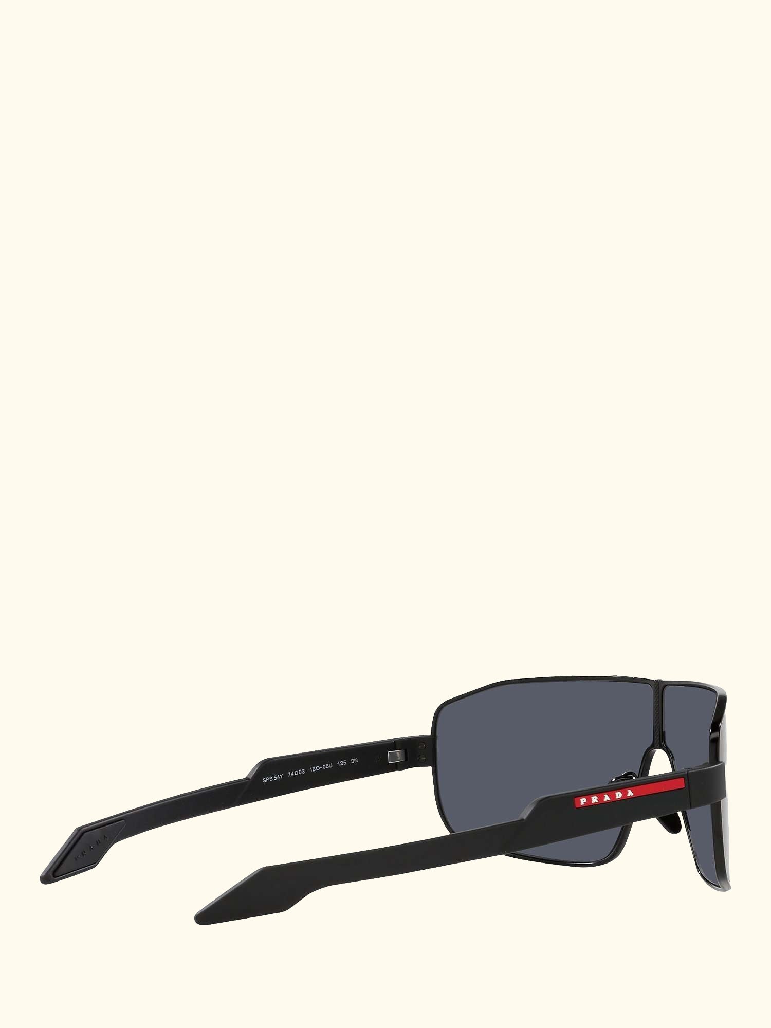 PS 54YS Men's Irregular Sunglasses, Black Rubber/Mirror Purple