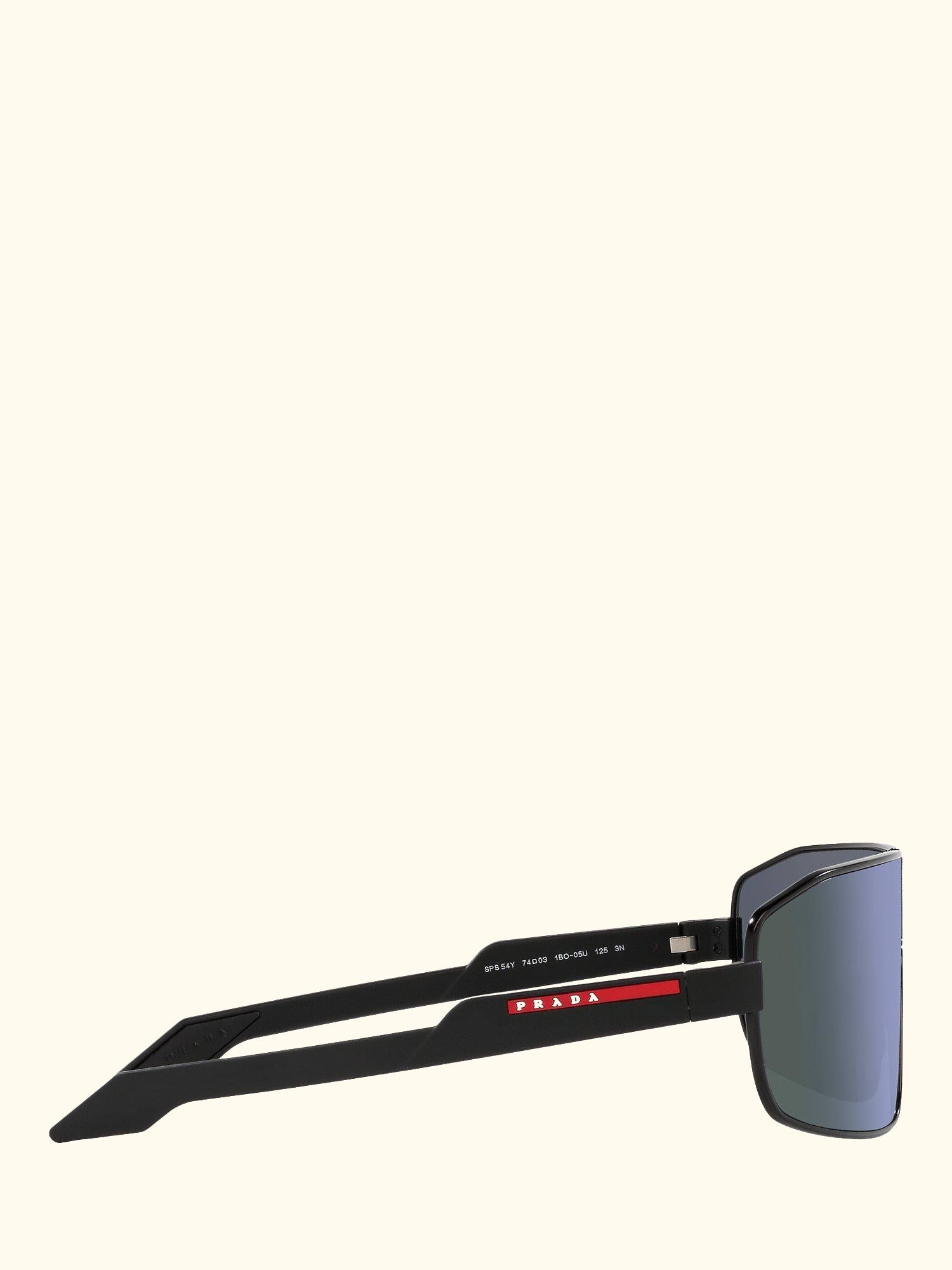 PS 54YS Men's Irregular Sunglasses, Black Rubber/Mirror Purple