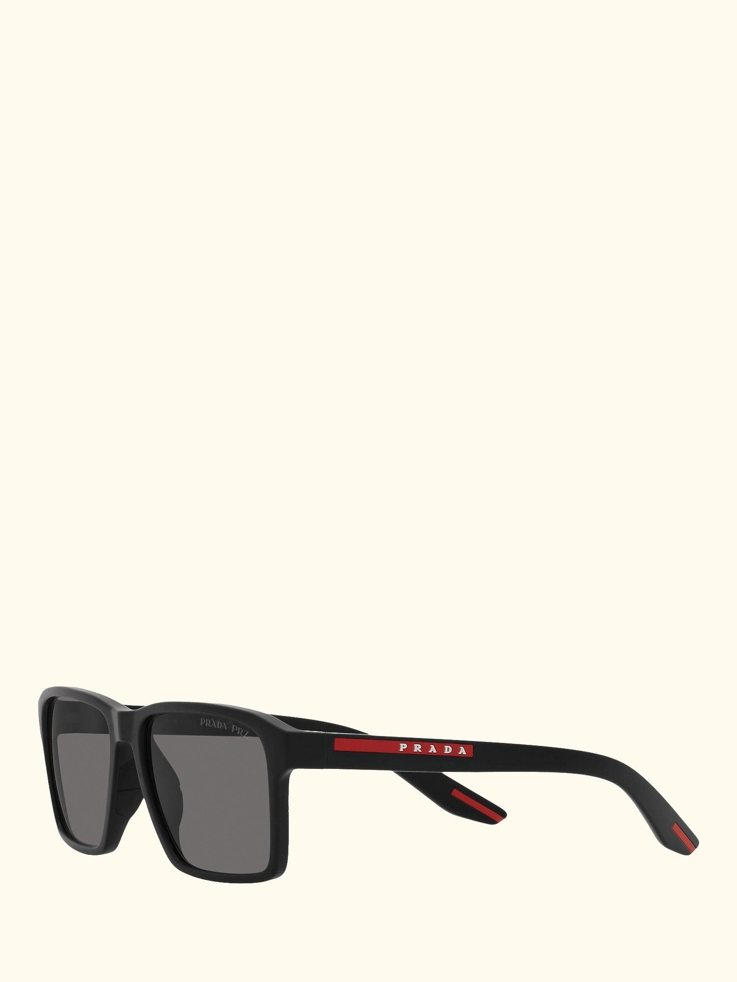 Linea Rosa PS05YS Men's Rectangular Sunglasses, Black