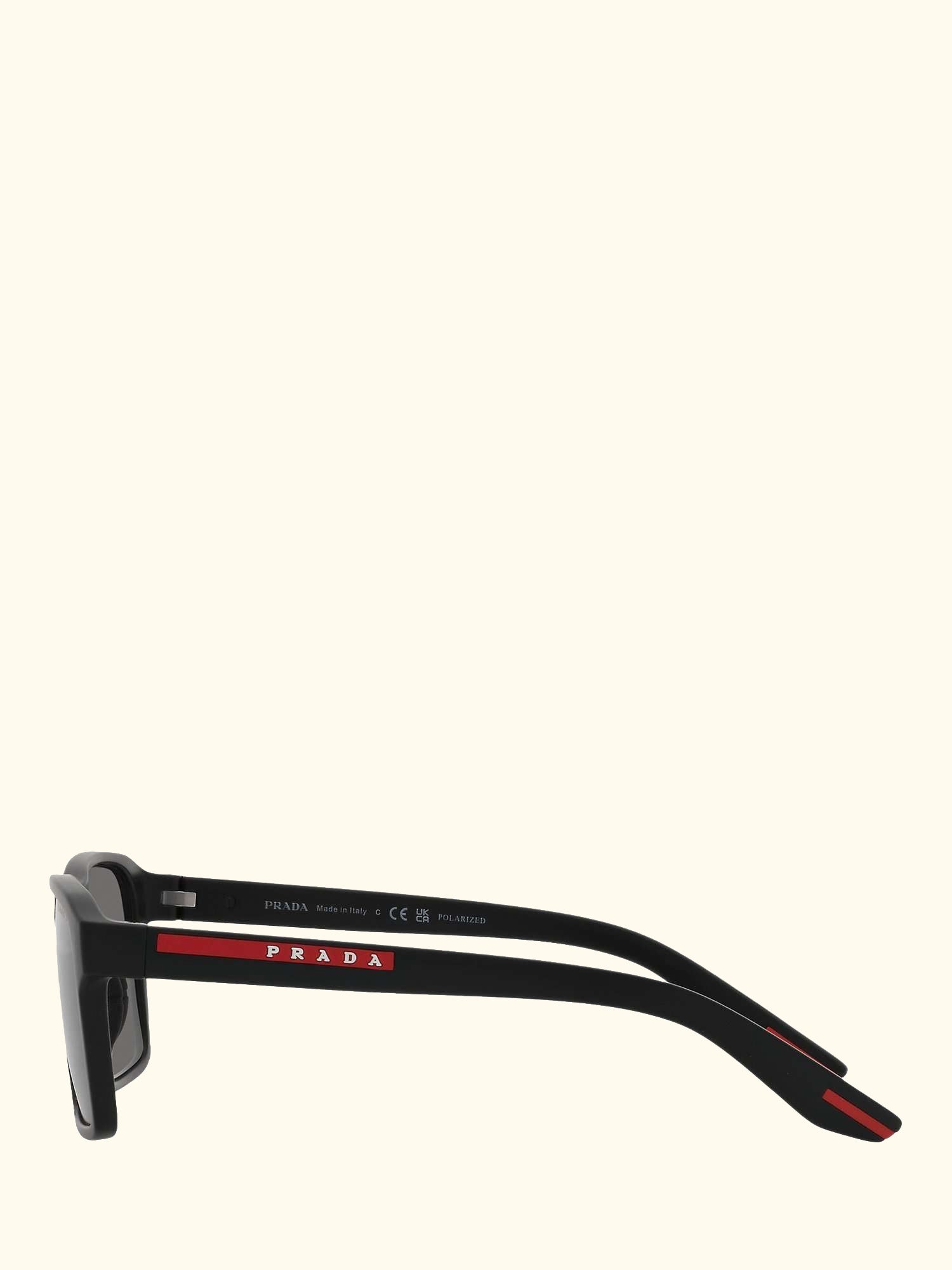 Linea Rosa PS05YS Men's Rectangular Sunglasses, Black