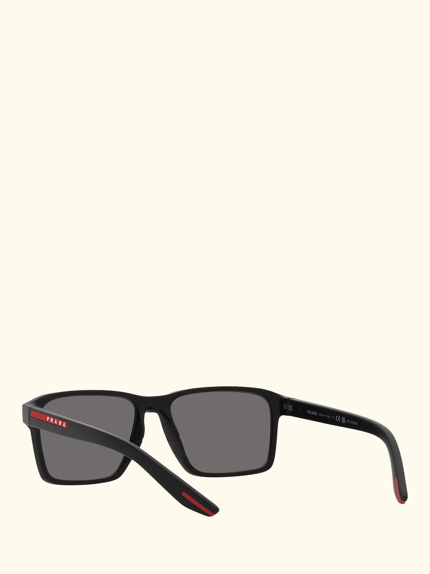 Linea Rosa PS05YS Men's Rectangular Sunglasses, Black
