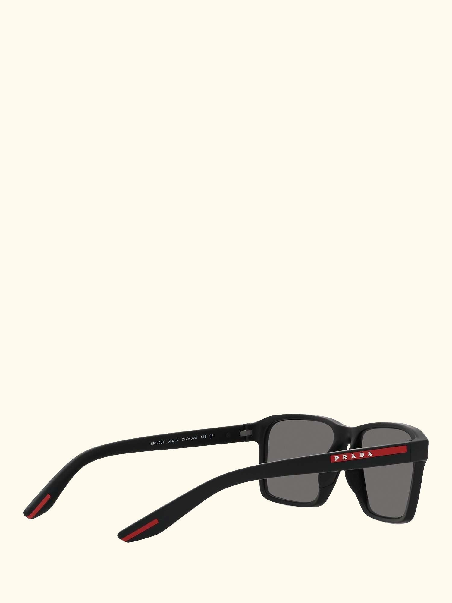 Linea Rosa PS05YS Men's Rectangular Sunglasses, Black