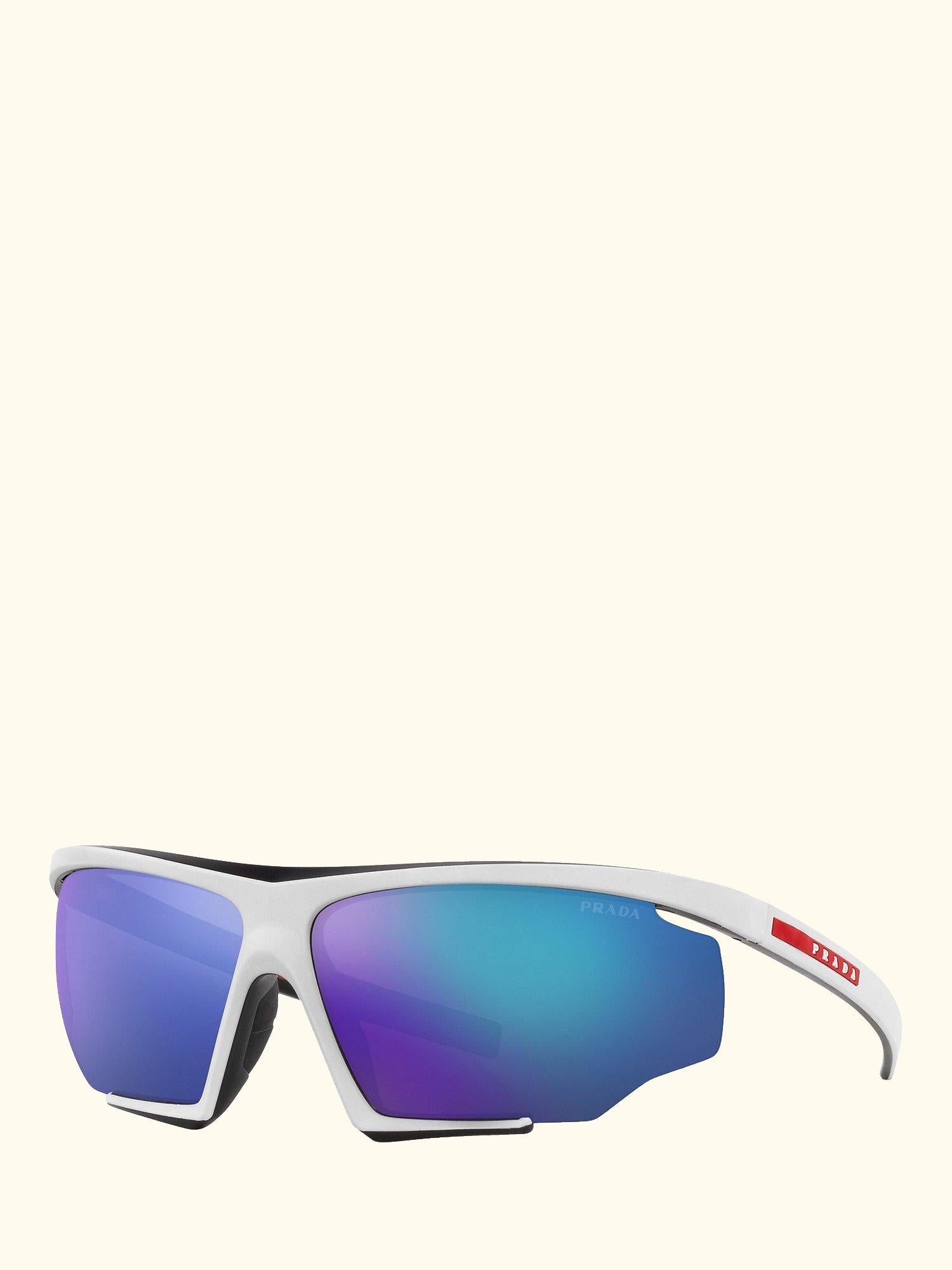 Linea Rossa PS 07YS Men's Wrap Sunglasses, Matte Black/White Rubber