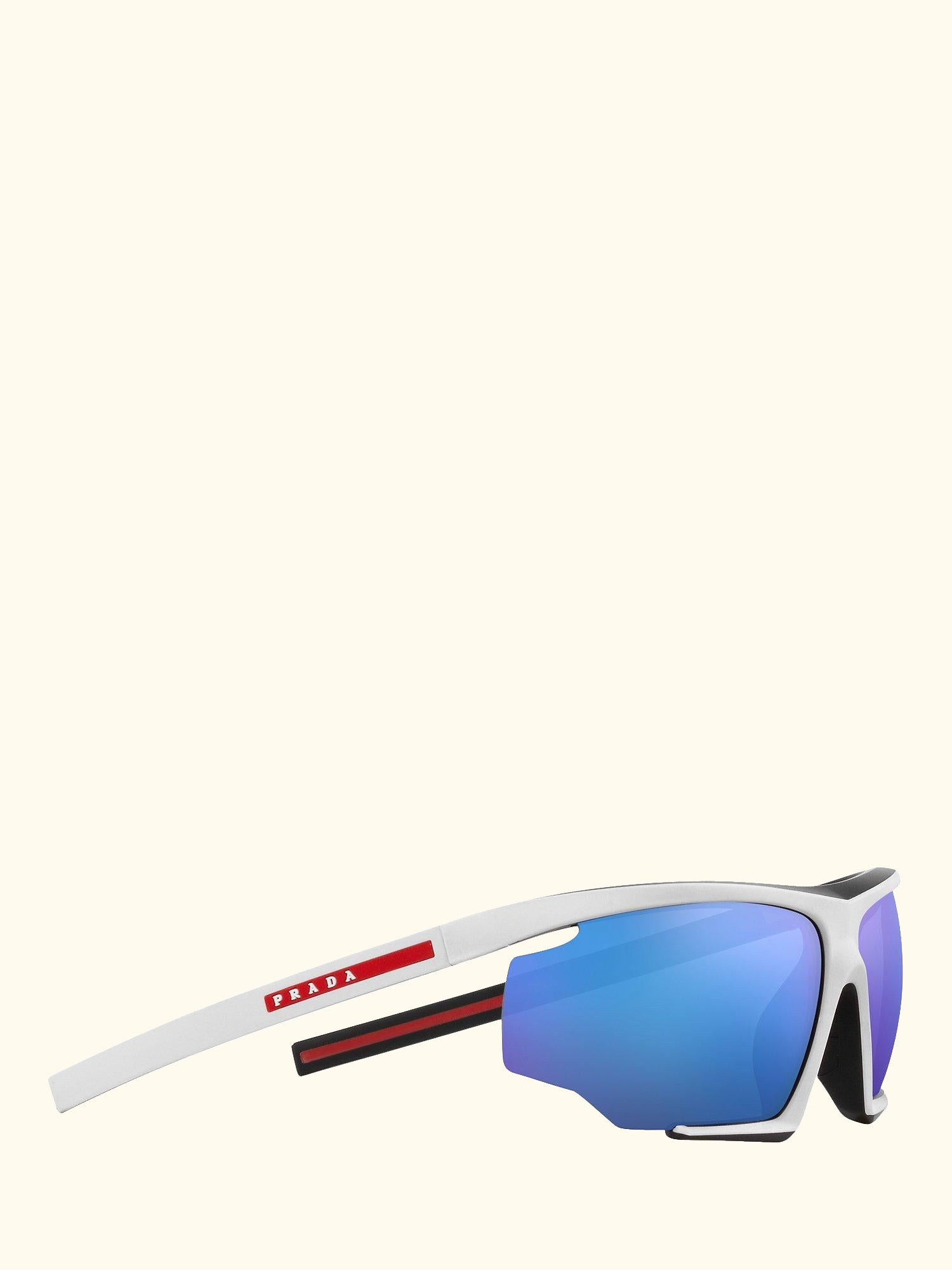 Linea Rossa PS 07YS Men's Wrap Sunglasses, Matte Black/White Rubber