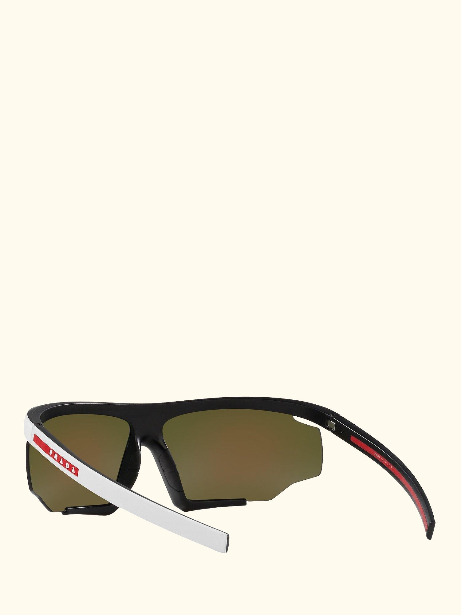 Linea Rossa PS 07YS Men's Wrap Sunglasses, Matte Black/White Rubber