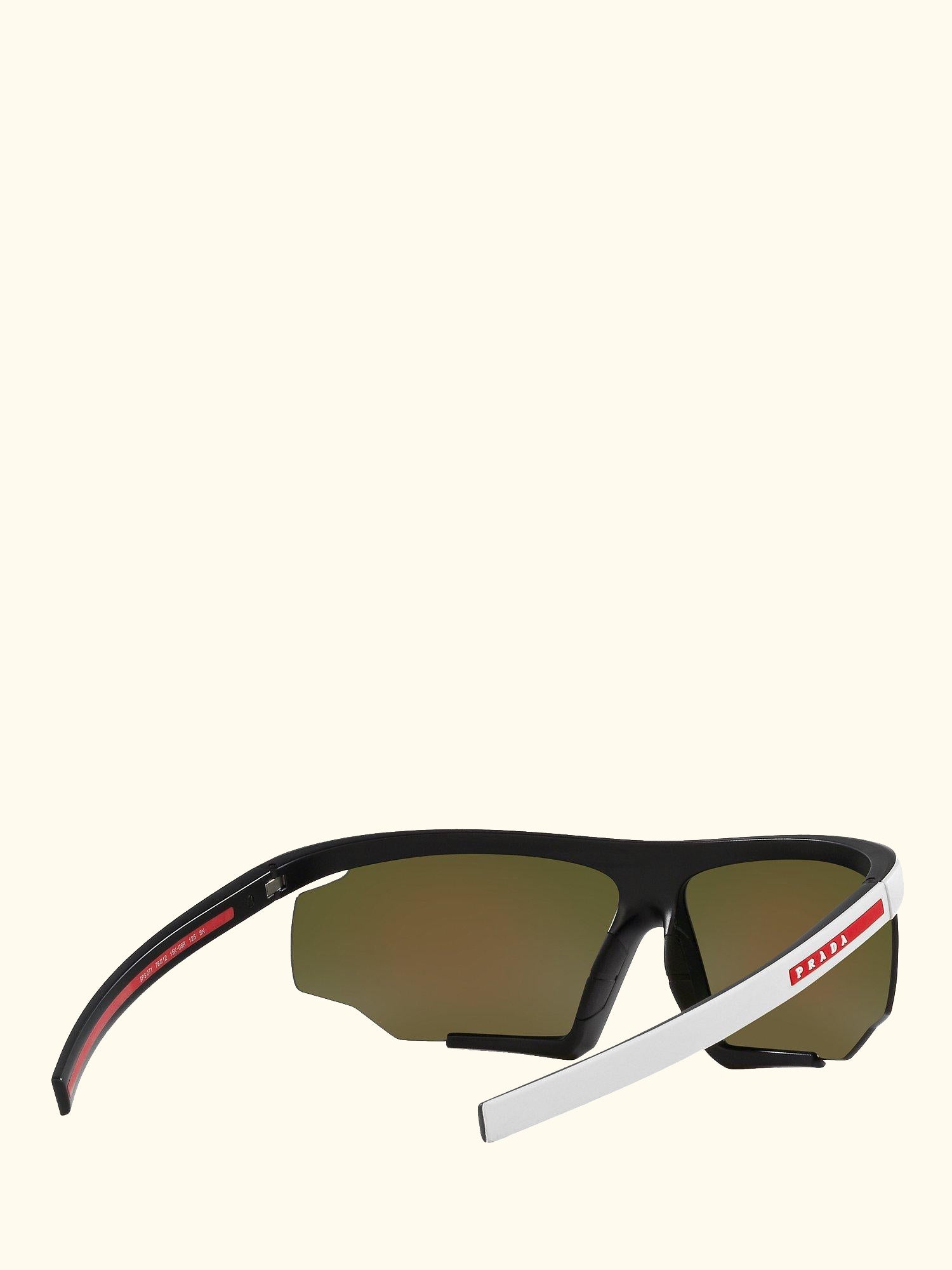 Linea Rossa PS 07YS Men's Wrap Sunglasses, Matte Black/White Rubber