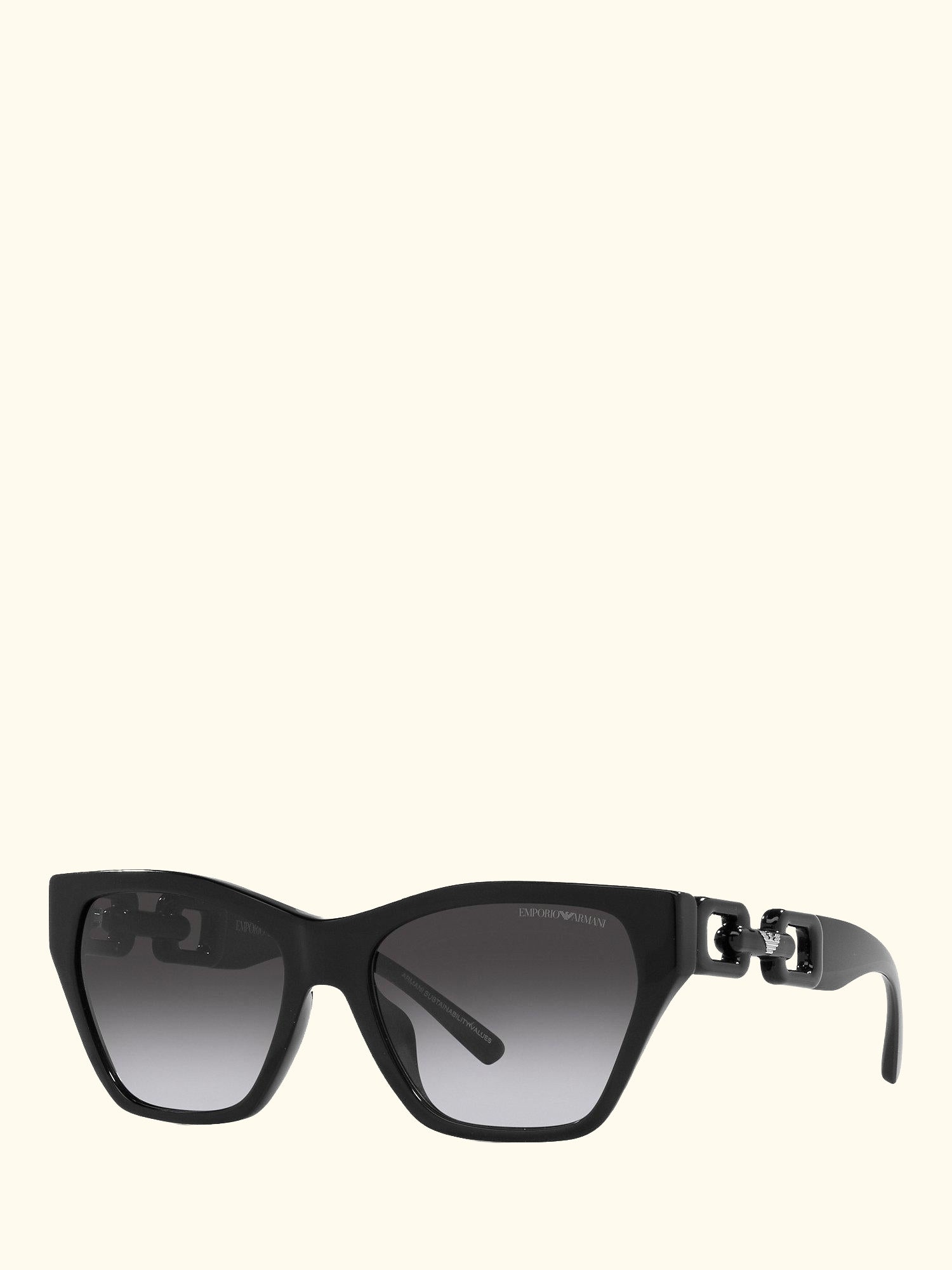 EA4203U Women's Cat's Eye Sunglasses, Shiny Black