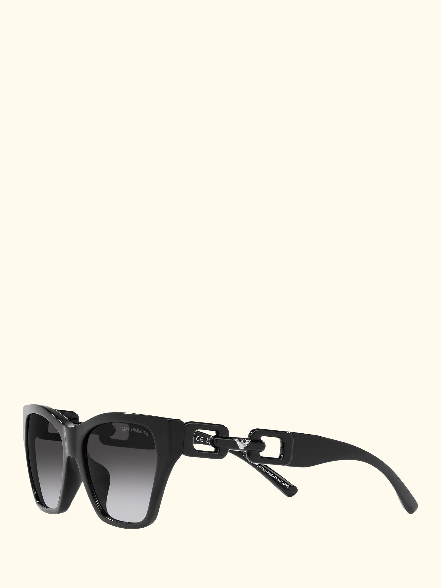 EA4203U Women's Cat's Eye Sunglasses, Shiny Black
