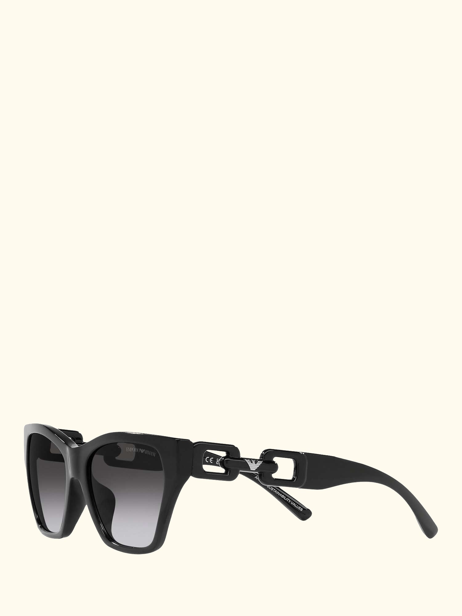 EA4203U Women's Cat's Eye Sunglasses, Shiny Black