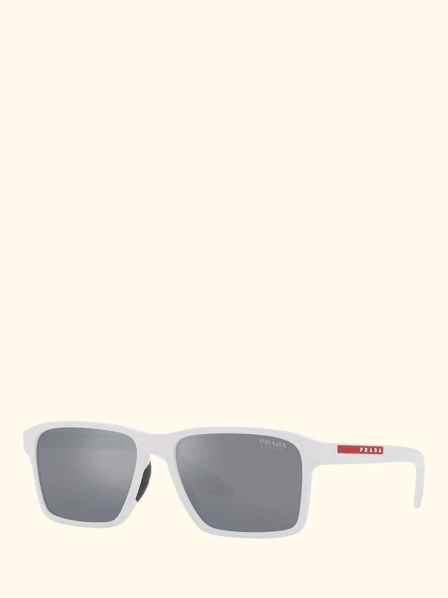 Linea Rossa PS 05YS Men's Rectangluar Sunglasses, White Rubber