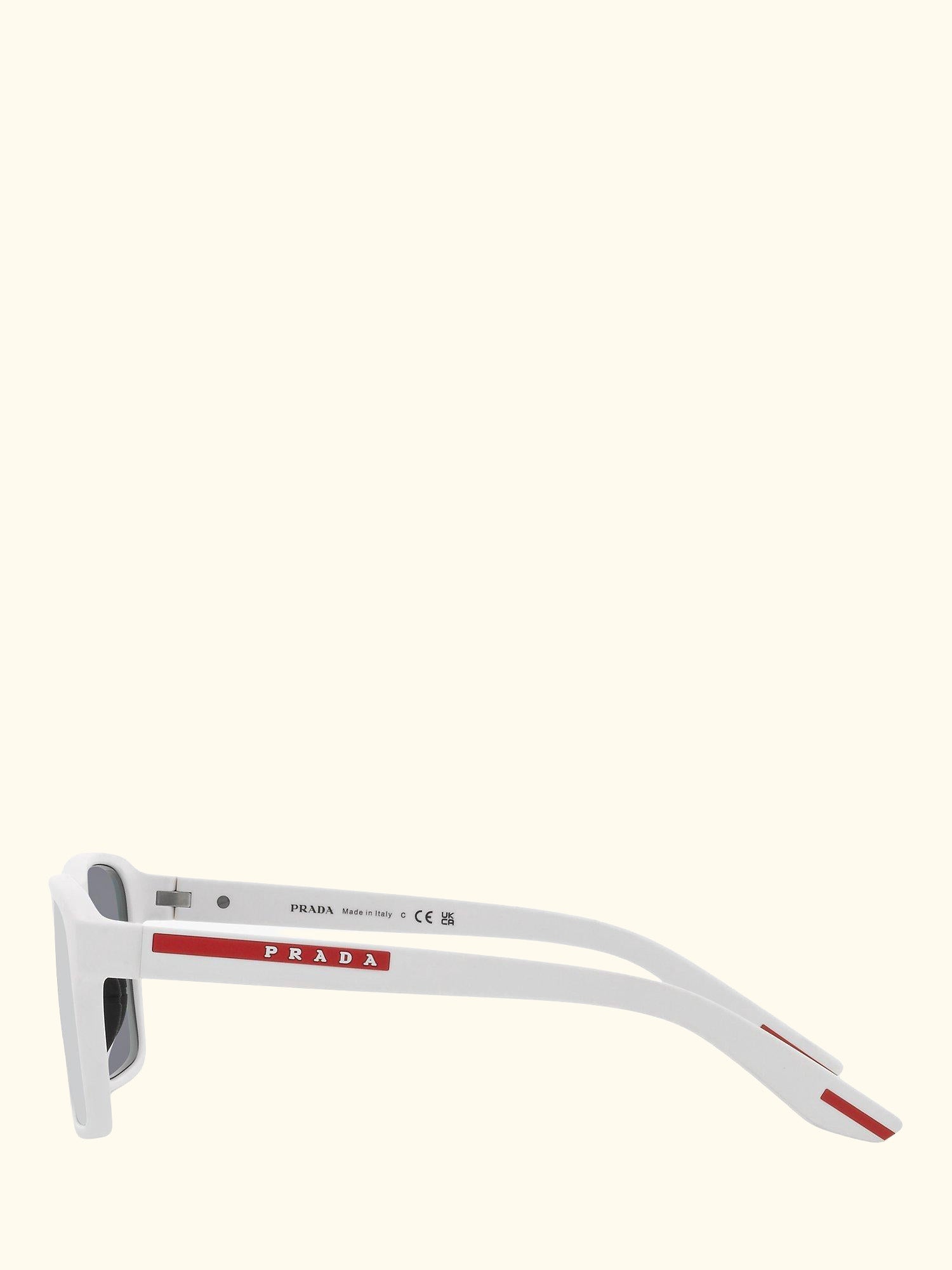 Linea Rossa PS 05YS Men's Rectangluar Sunglasses, White Rubber