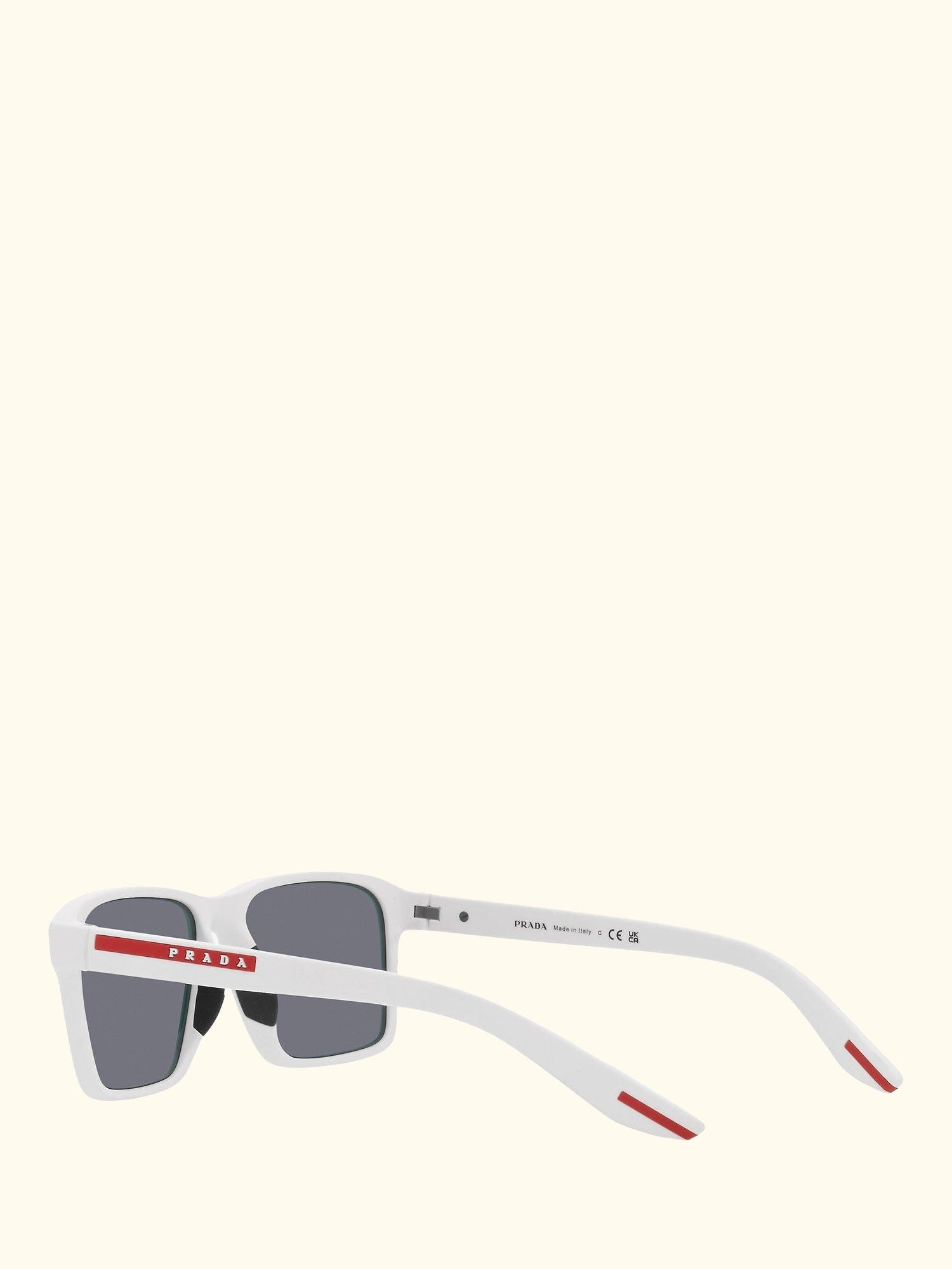 Linea Rossa PS 05YS Men's Rectangluar Sunglasses, White Rubber