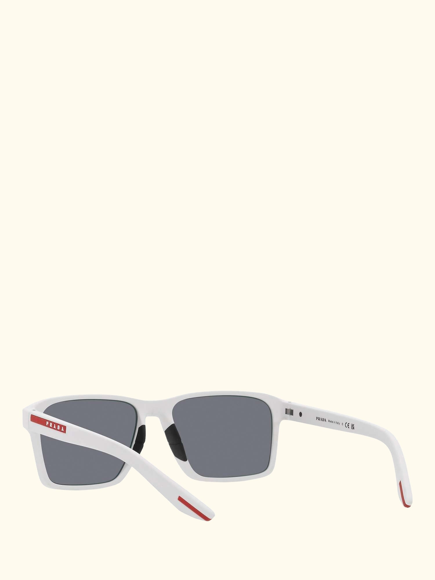 Linea Rossa PS 05YS Men's Rectangluar Sunglasses, White Rubber