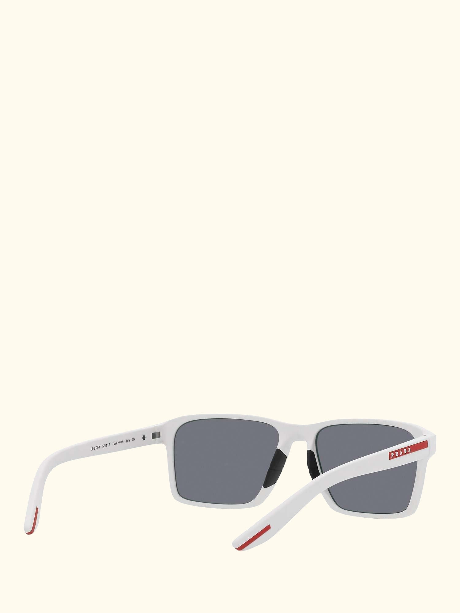 Linea Rossa PS 05YS Men's Rectangluar Sunglasses, White Rubber