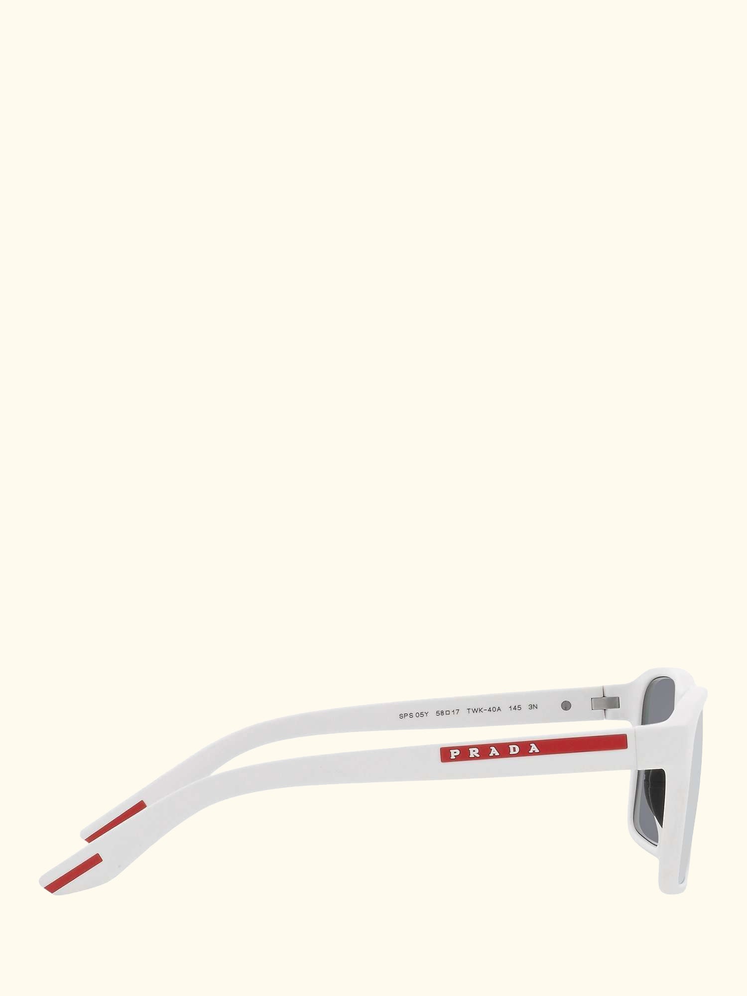 Linea Rossa PS 05YS Men's Rectangluar Sunglasses, White Rubber