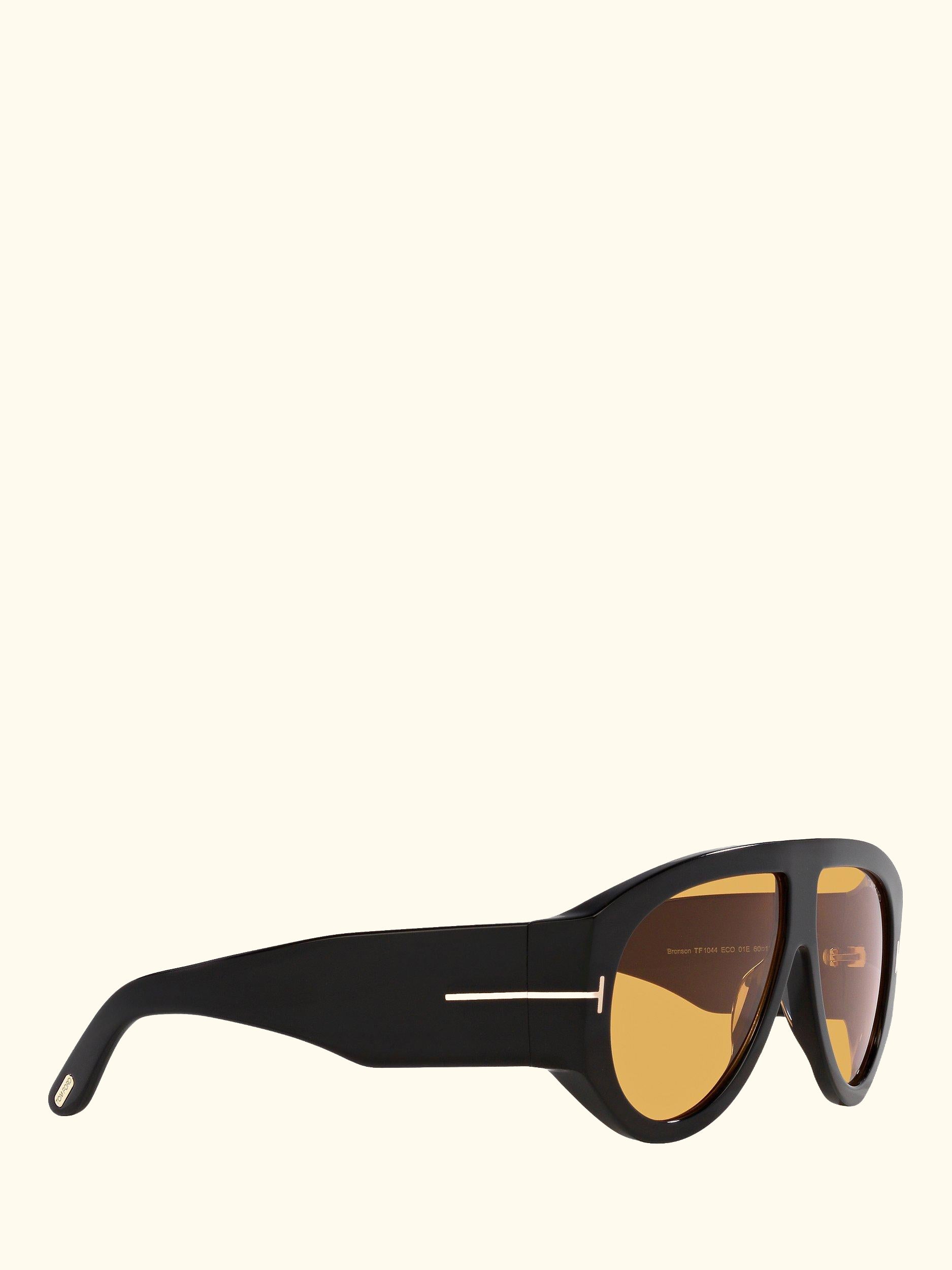 FT1044 Men's Aviator Sunglasses, Shiny Black/Yellow