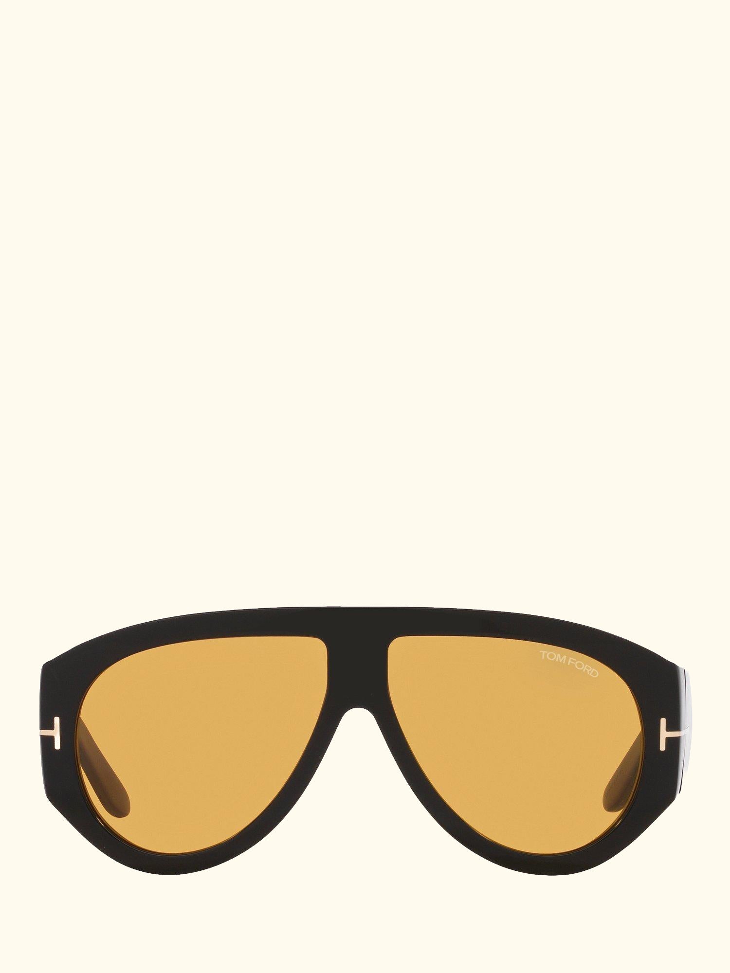FT1044 Men's Aviator Sunglasses, Shiny Black/Yellow