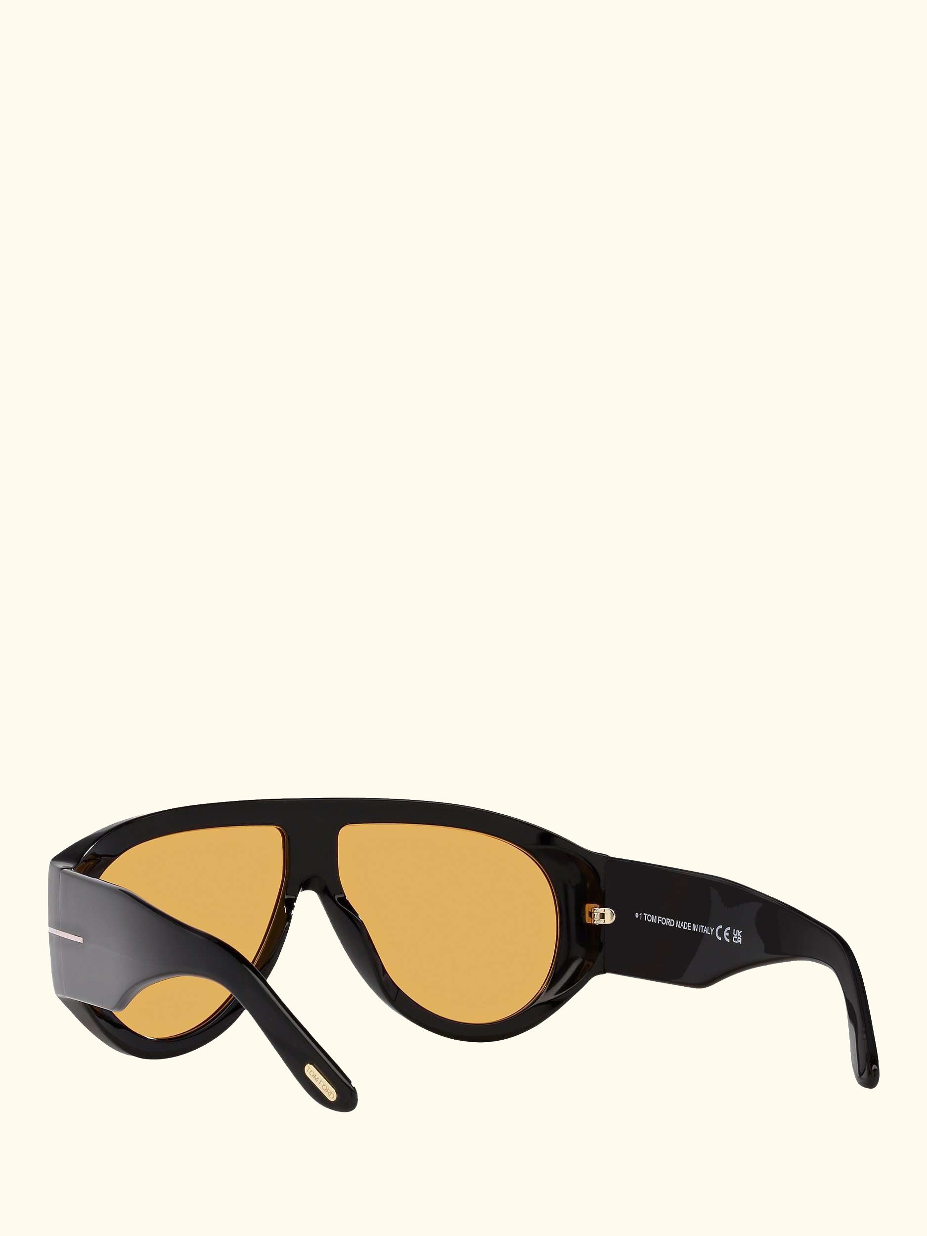 FT1044 Men's Aviator Sunglasses, Shiny Black/Yellow
