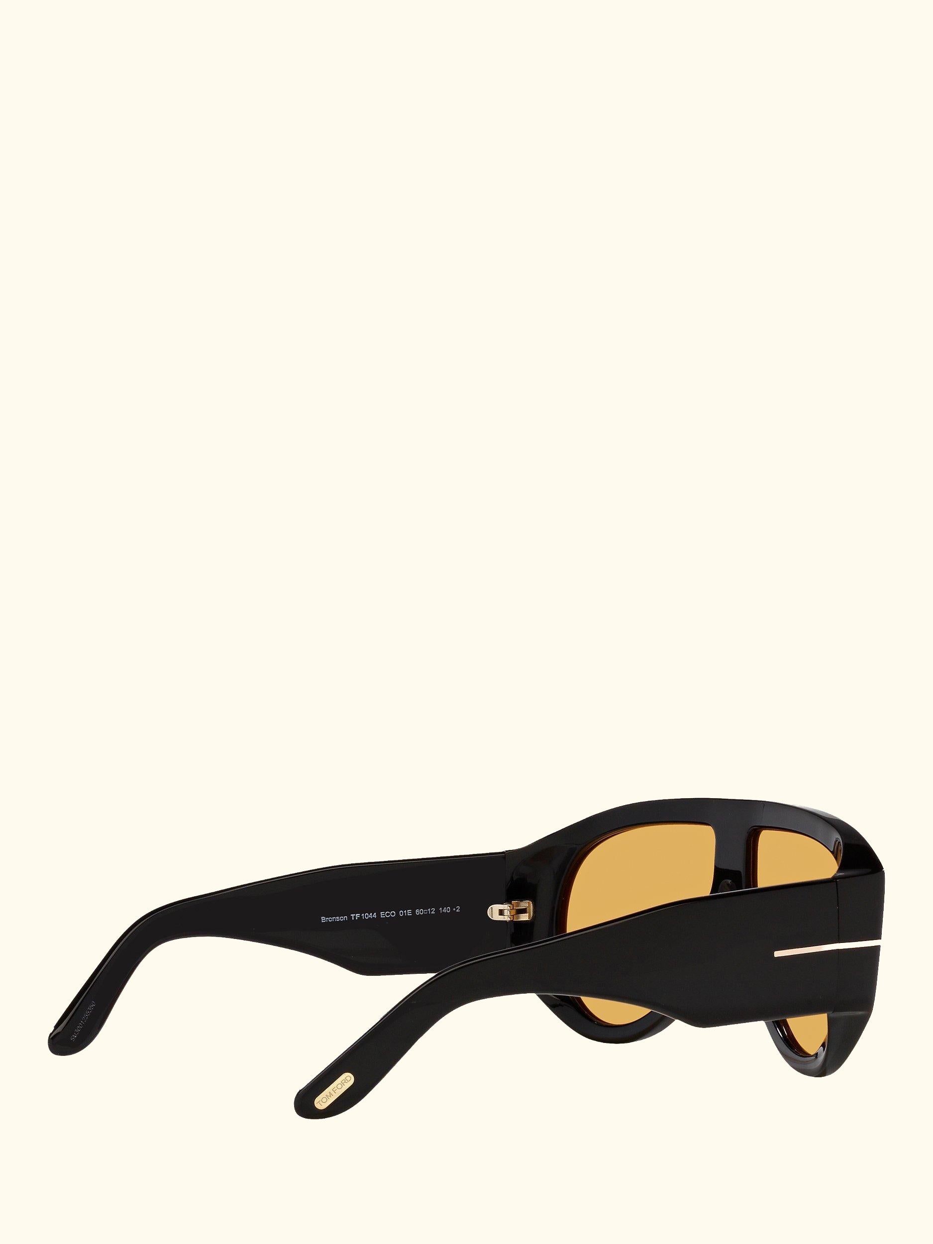 FT1044 Men's Aviator Sunglasses, Shiny Black/Yellow