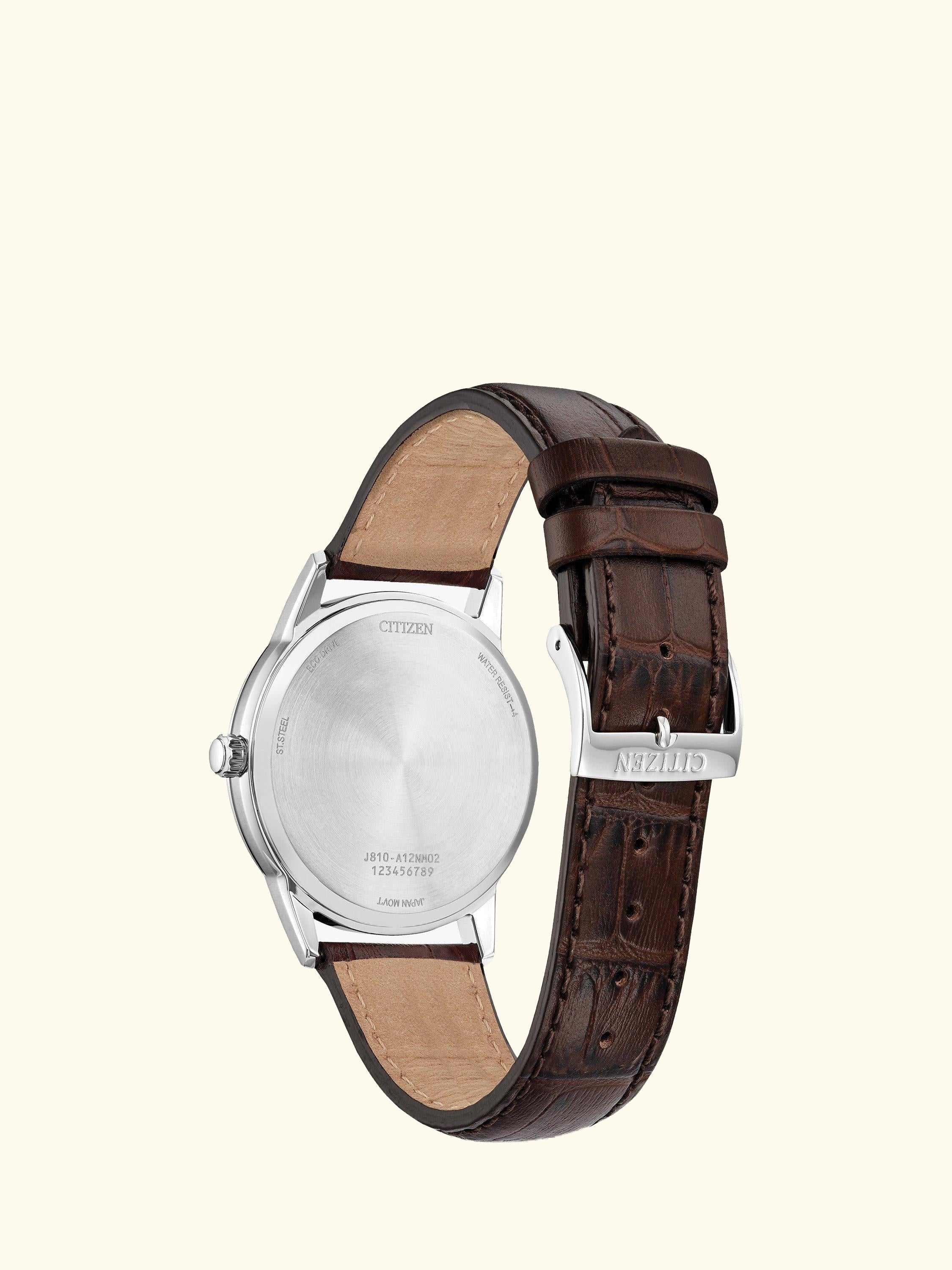 Men's Eco-Drive Date Leather Strap Watch