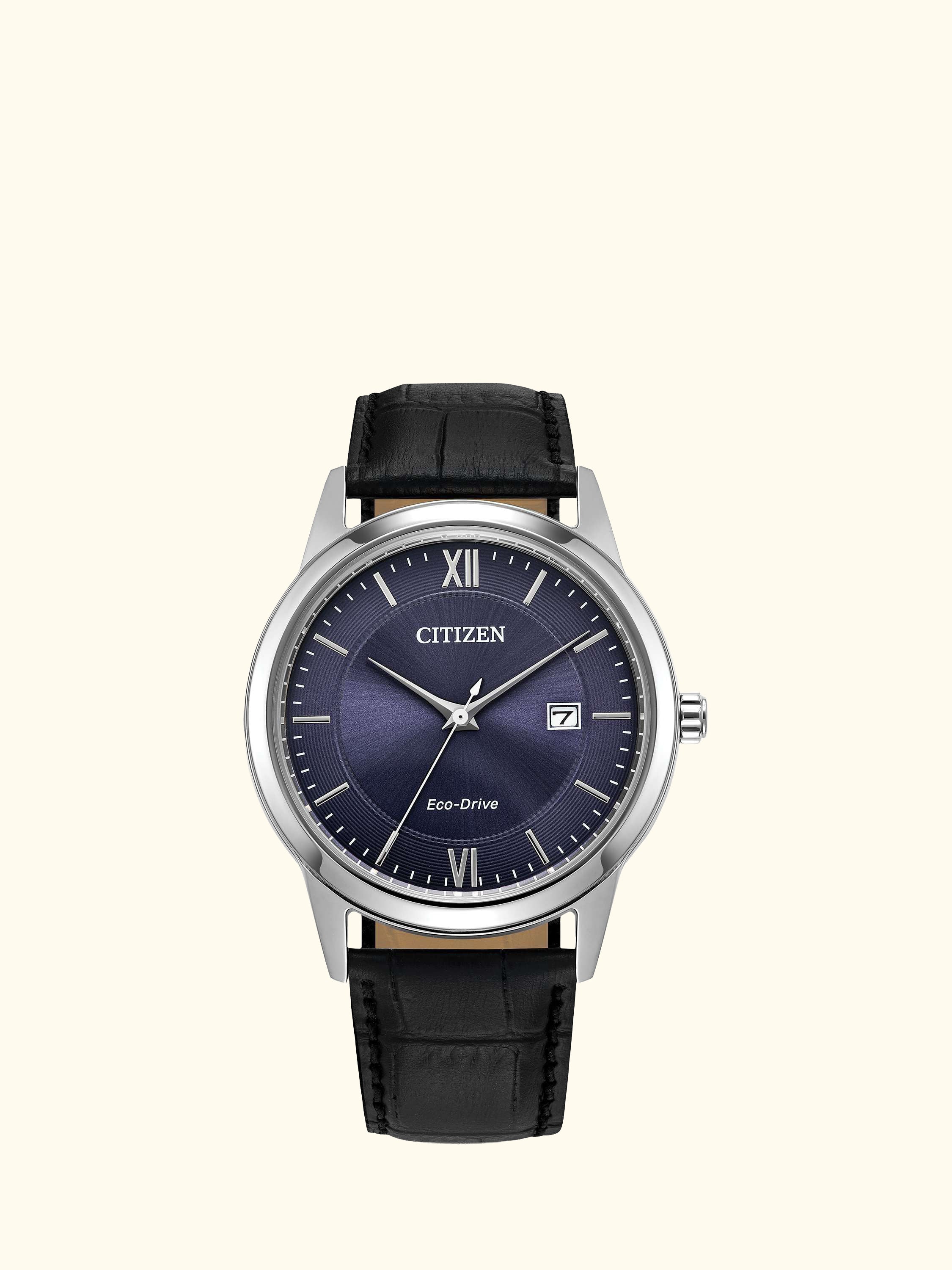 Men's Eco-Drive Date Leather Strap Watch