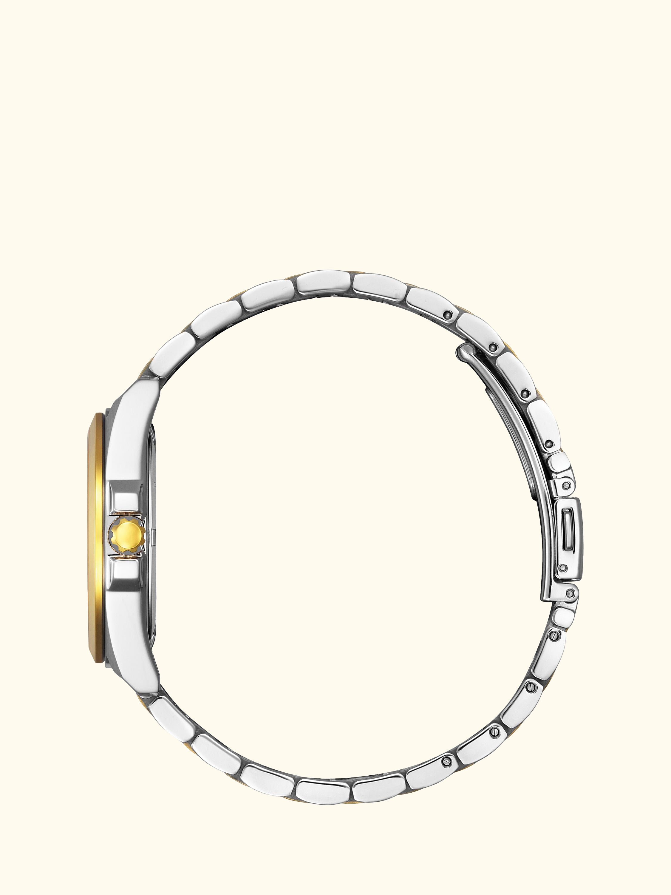 EO1224-54D Women's Two-Tone Eco-Drive Date Bracelet Strap Watch, Silver/Gold