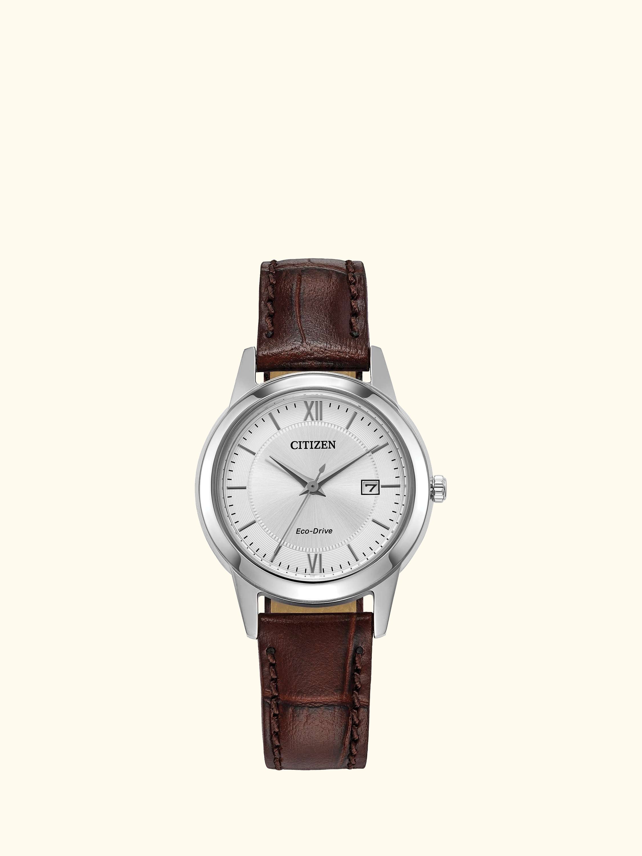 Women's Eco-Drive Date Leather Strap Watch