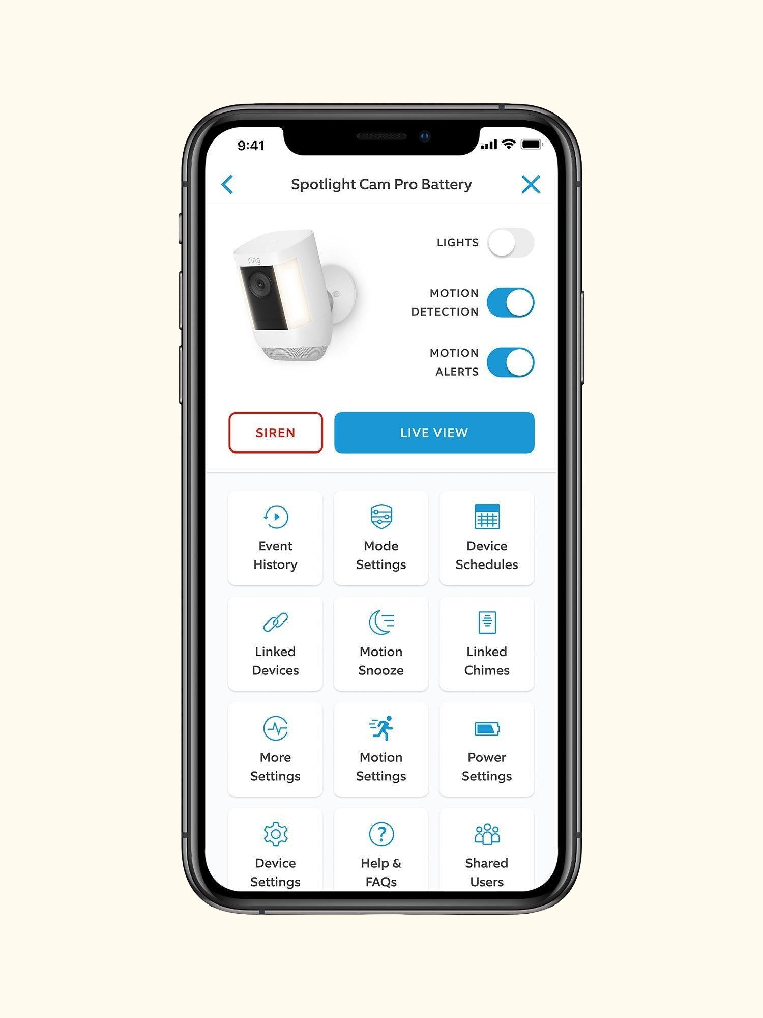 Spotlight Cam Plus Plug-In Smart Security Camera with Built-in Wi-Fi & Siren Alarm