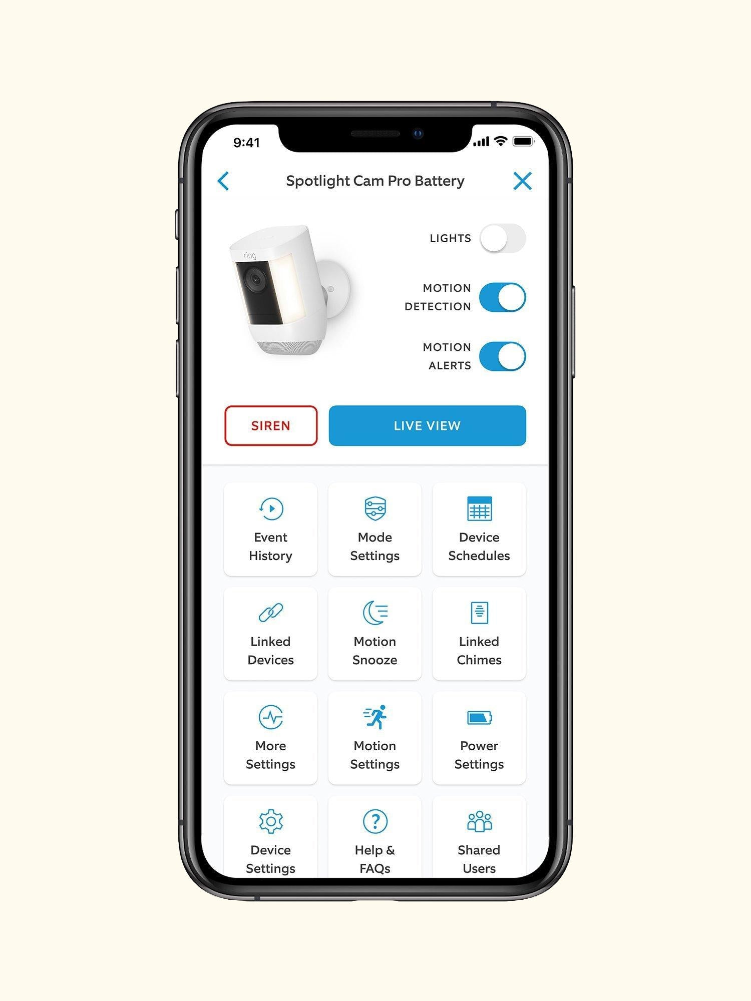 Spotlight Cam Plus Plug-In Smart Security Camera with Built-in Wi-Fi & Siren Alarm