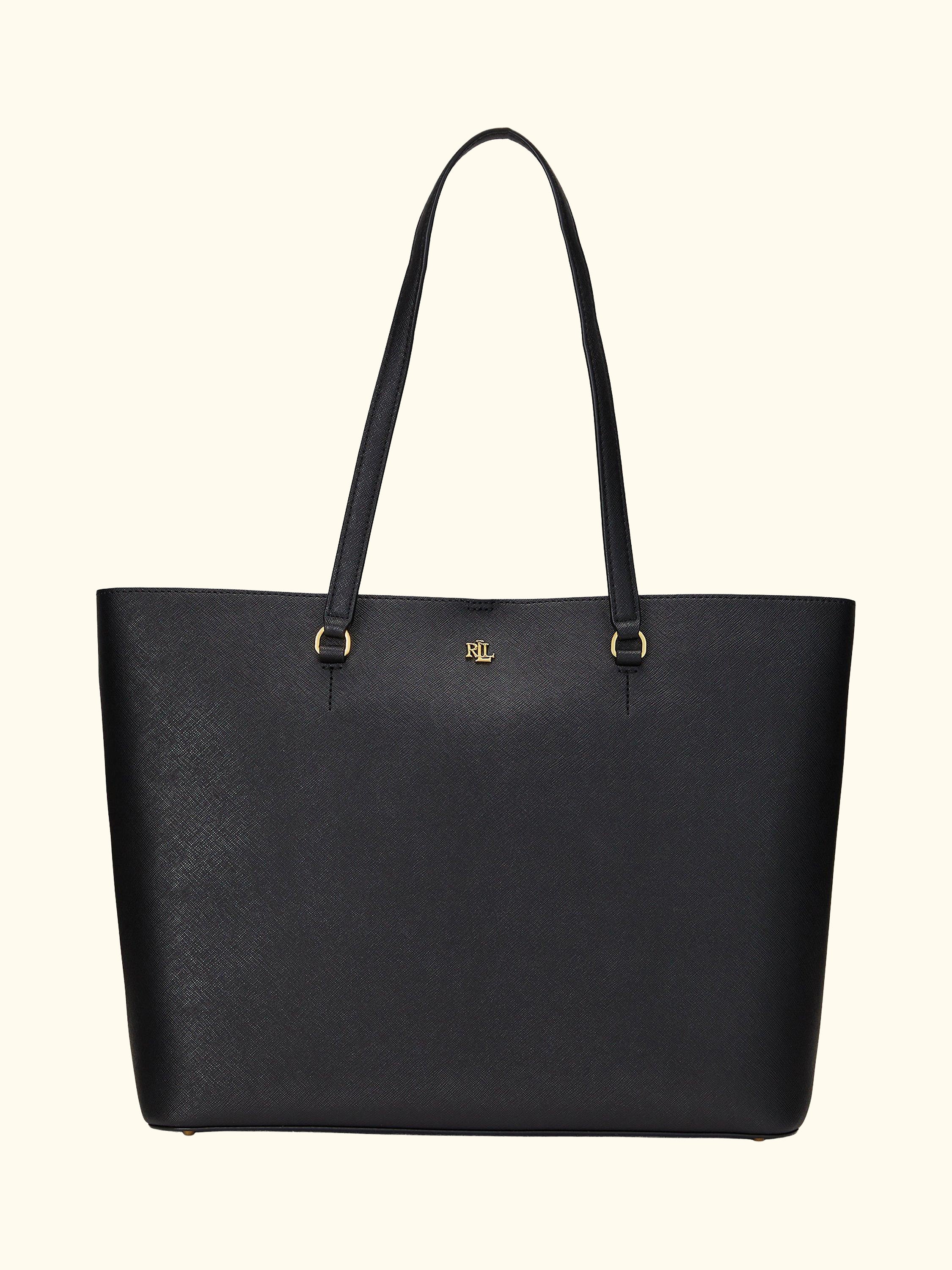 Lauren Ralph Lauren Karly Crosshatch Leather Large Tote Bag