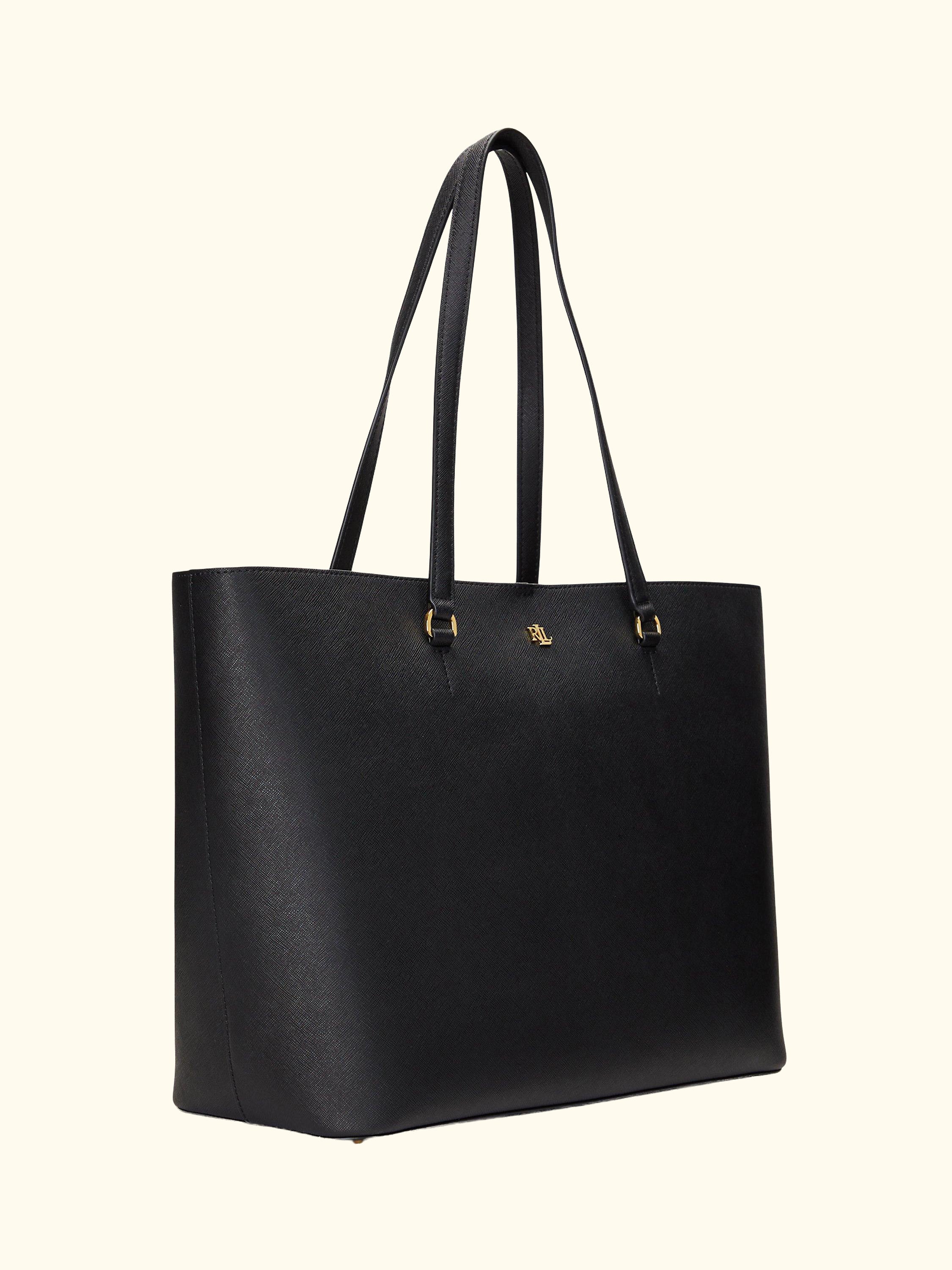 Lauren Ralph Lauren Karly Crosshatch Leather Large Tote Bag