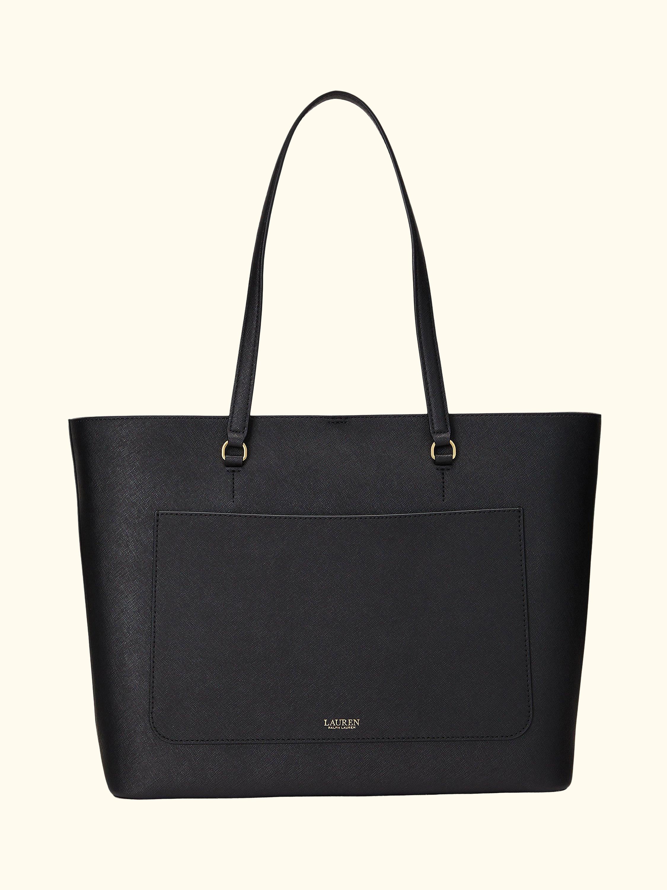 Lauren Ralph Lauren Karly Crosshatch Leather Large Tote Bag