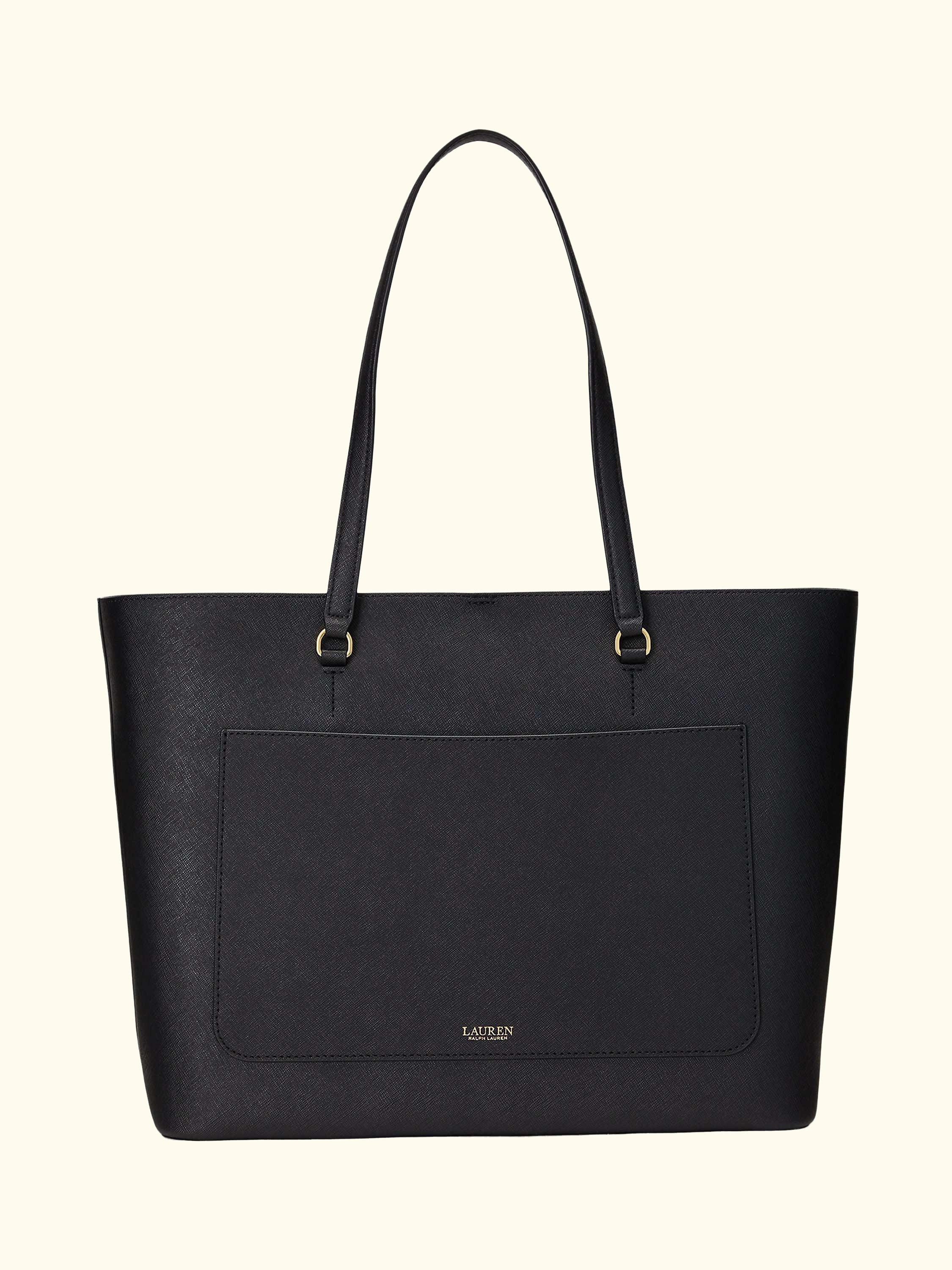 Lauren Ralph Lauren Karly Crosshatch Leather Large Tote Bag