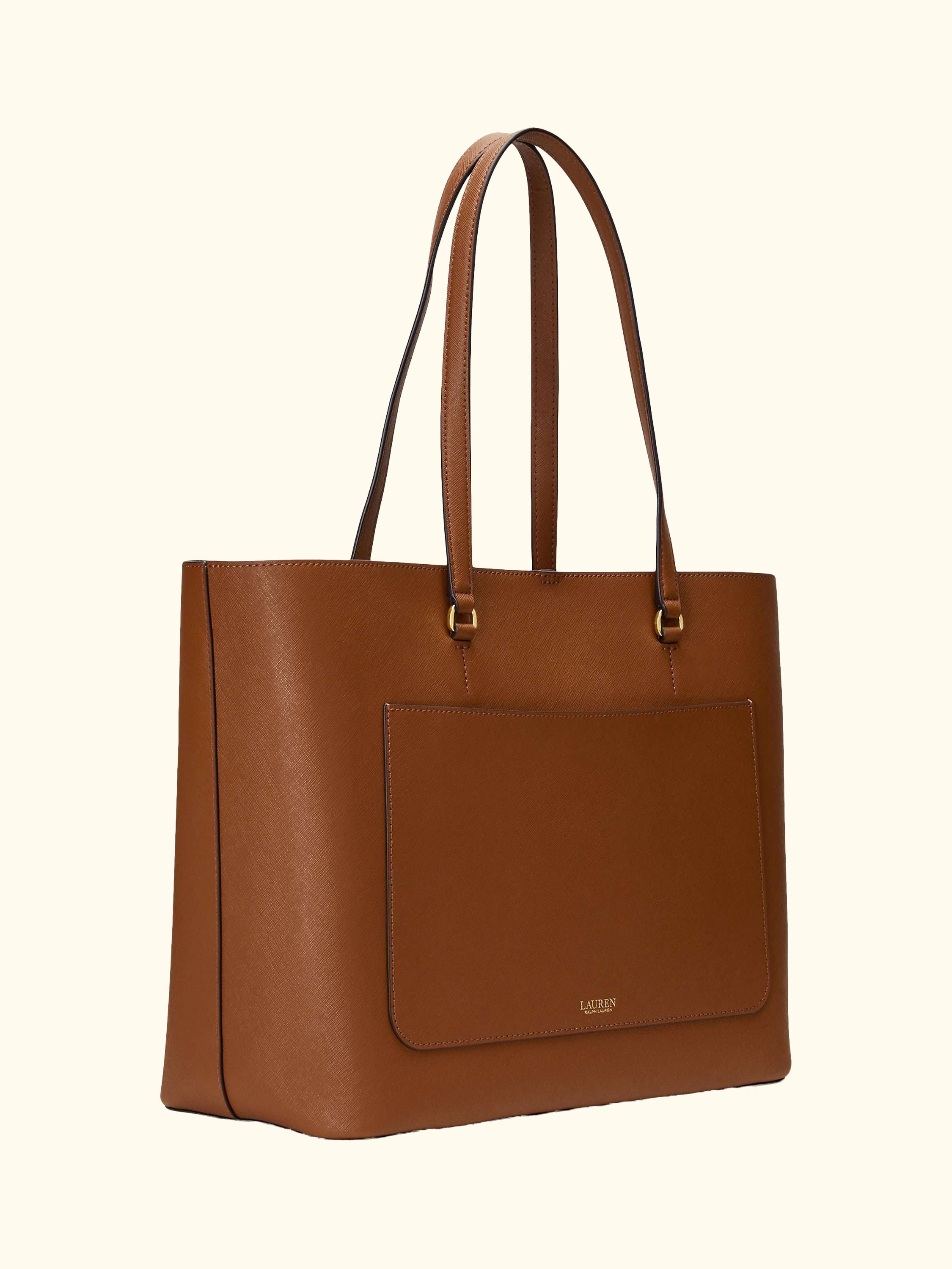 Lauren Ralph Lauren Karly Crosshatch Leather Large Tote Bag